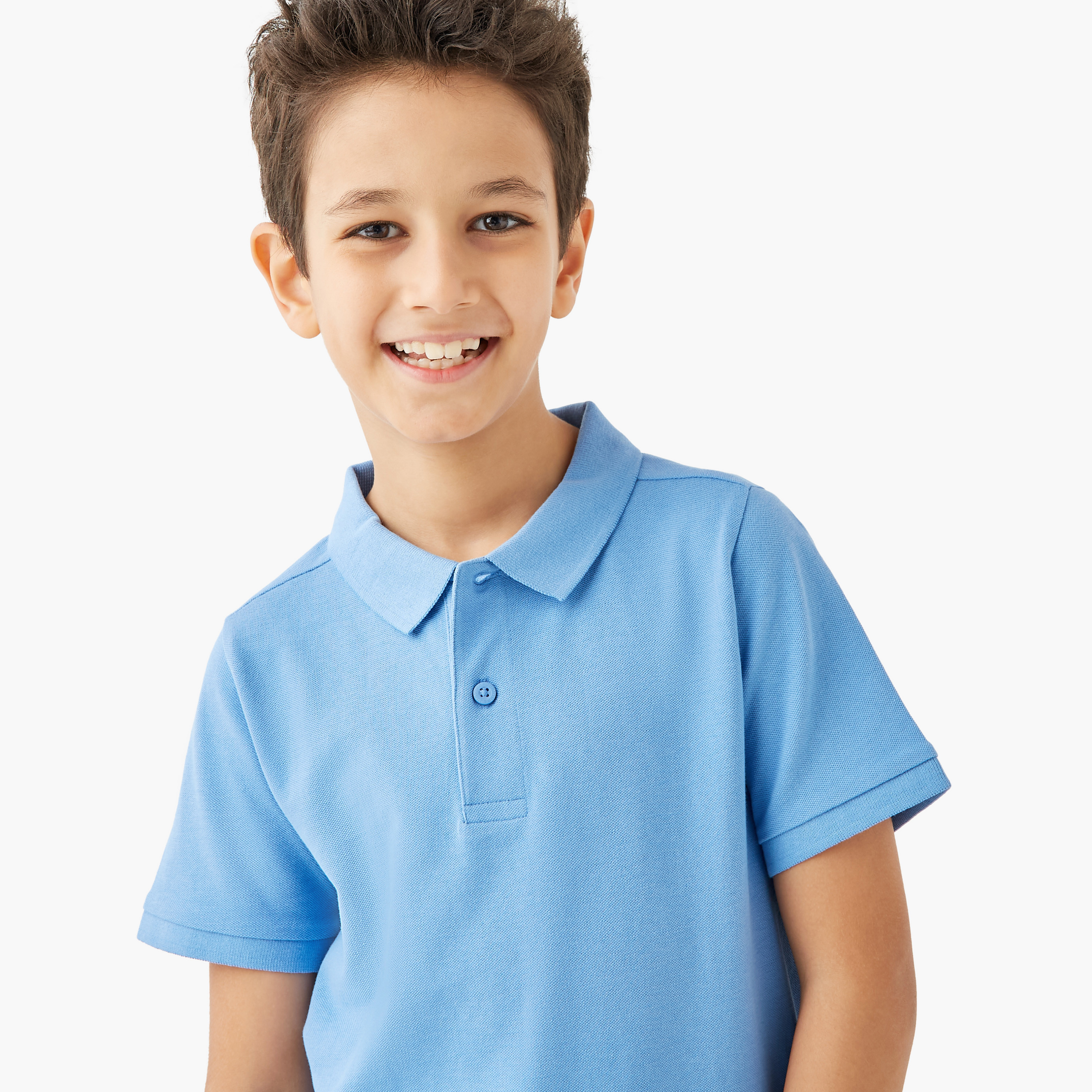 Juniors Collared Short Sleeves Polo T-shirt with Button Placket-boys-clothing-tshirtsandpolos-image-4