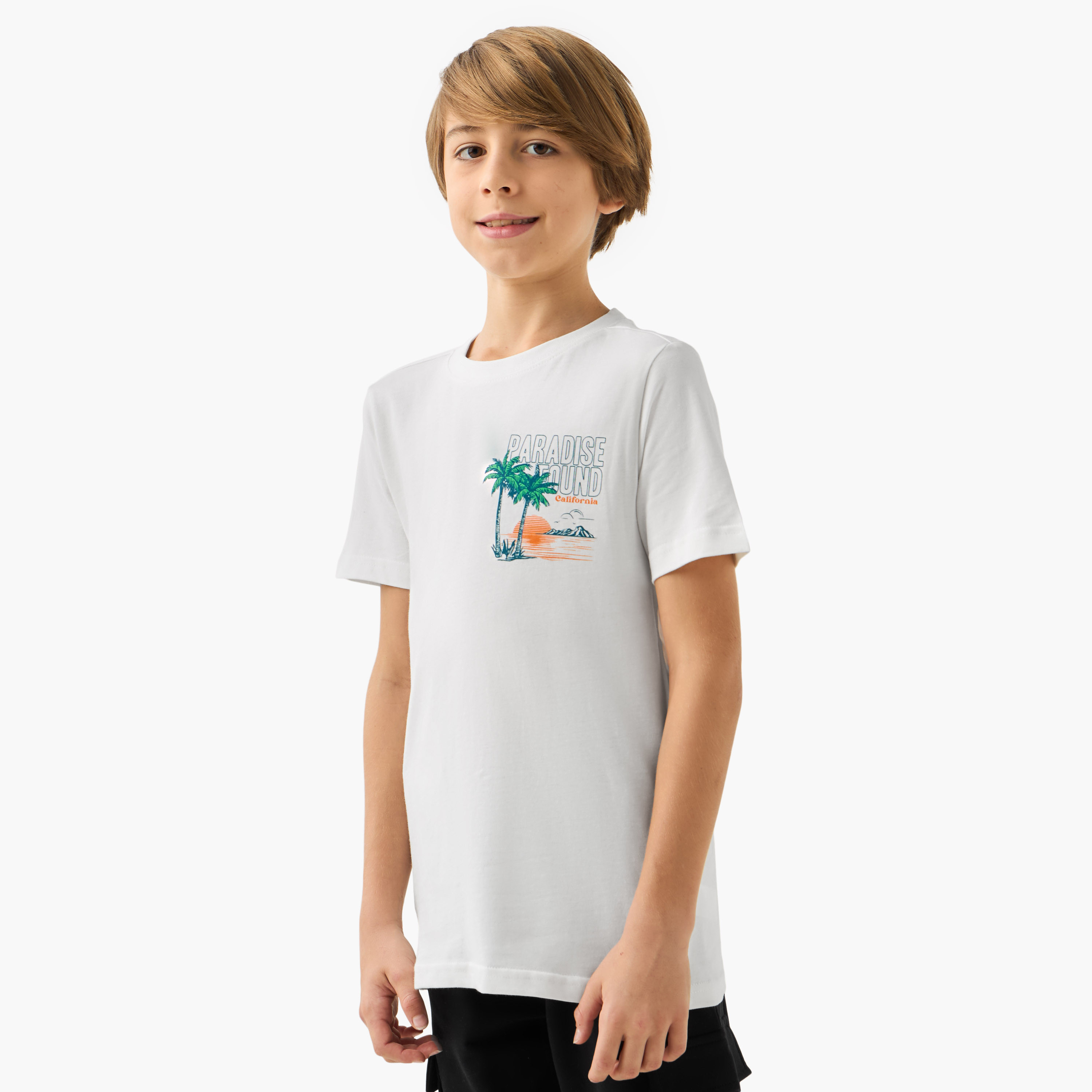 تيشيرت بياقة ضيقة وأكمام قصيرة وطبعات من جونيورز-boys-clothing-tshirtsandpolos-image-1