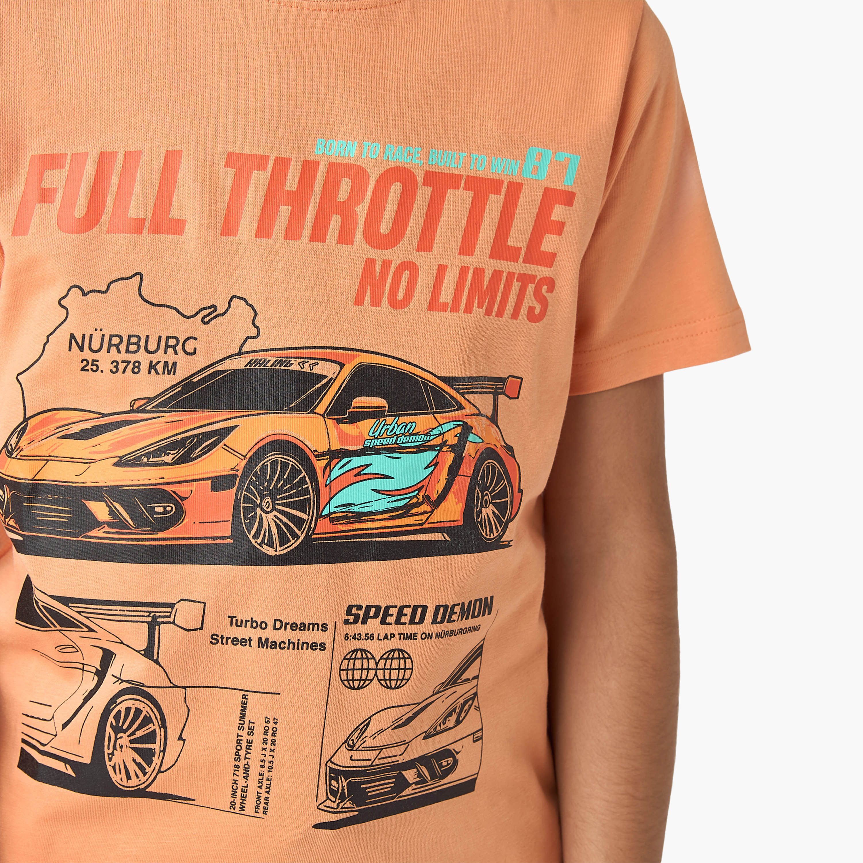 Juniors Racing Car Graphic Print T-shirt with Short Sleeves-boys-clothing-tshirtsandpolos-image-4