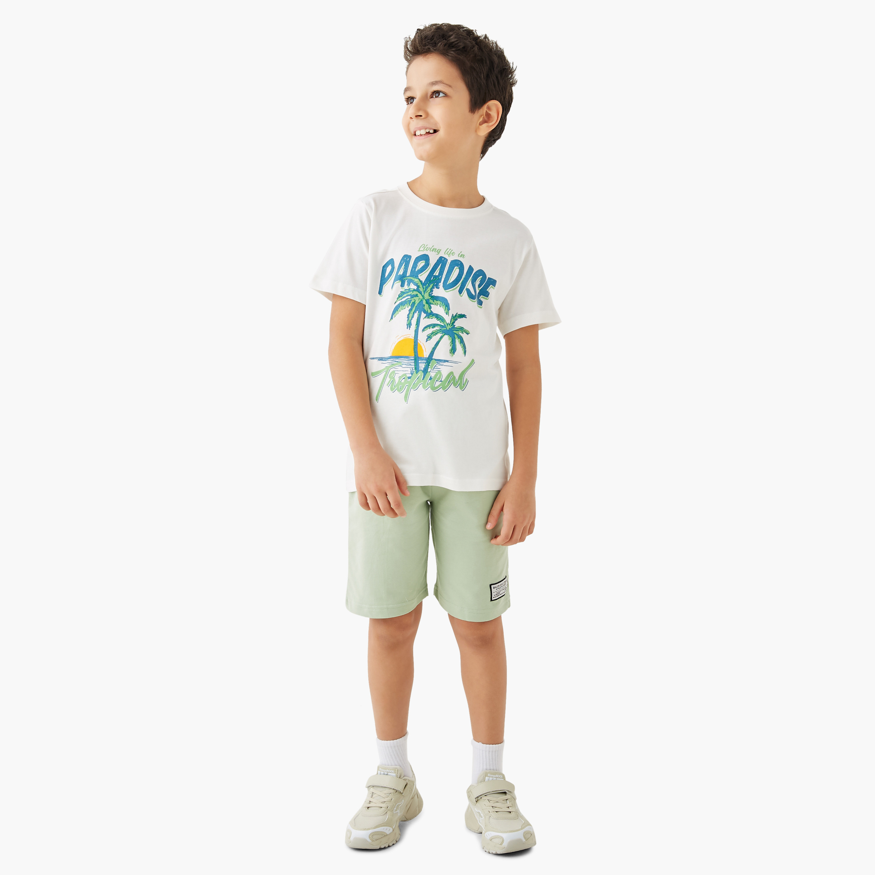 Juniors Tropical Print T-shirt with Short Sleeves-boys-clothing-tshirtsandpolos-image-2
