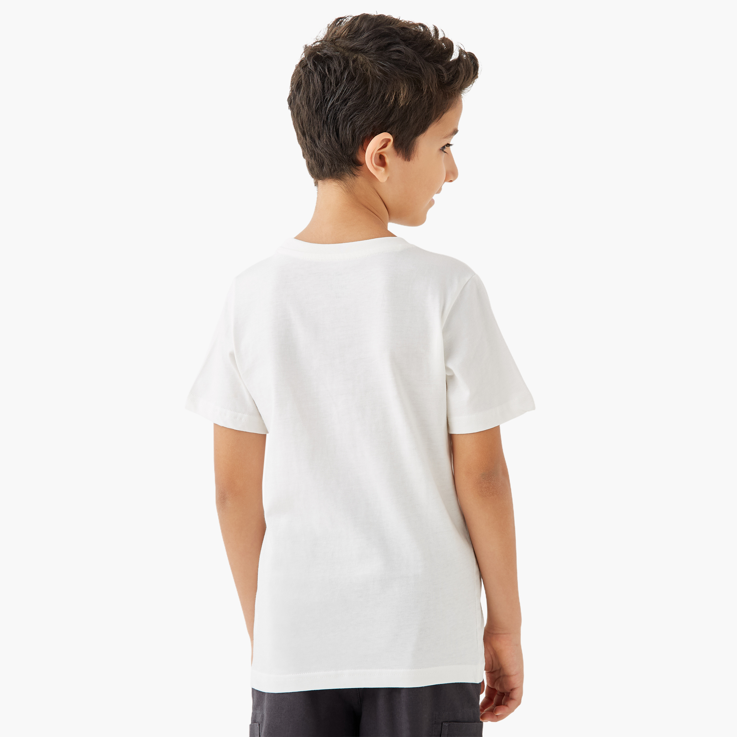 Juniors Basketball Print T-shirt with Crew Neck and Short Sleeves-boys-clothing-tshirtsandpolos-image-3