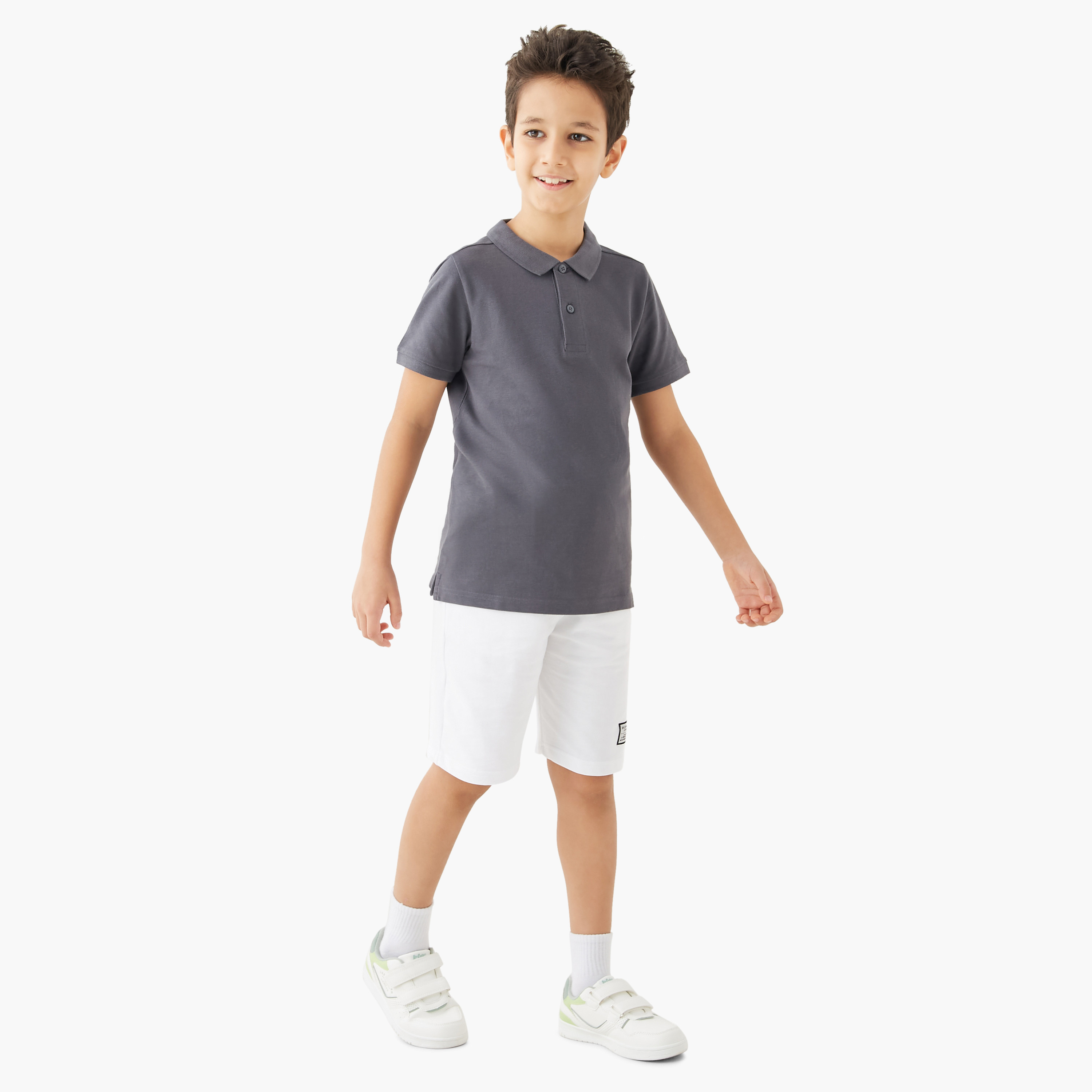 Juniors Collared Short Sleeves Polo T-shirt with Button Placket-boys-clothing-tshirtsandpolos-image-2