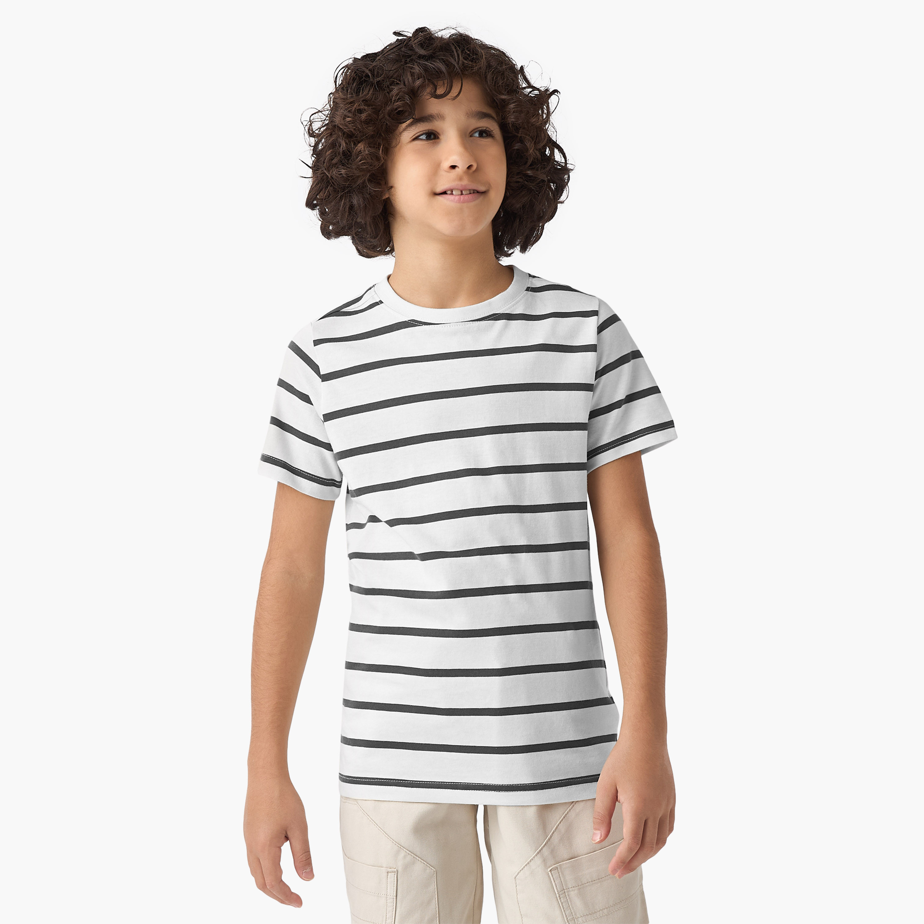 Juniors Striped T-shirt with Short Sleeves-boys-clothing-tshirtsandpolos-image-1