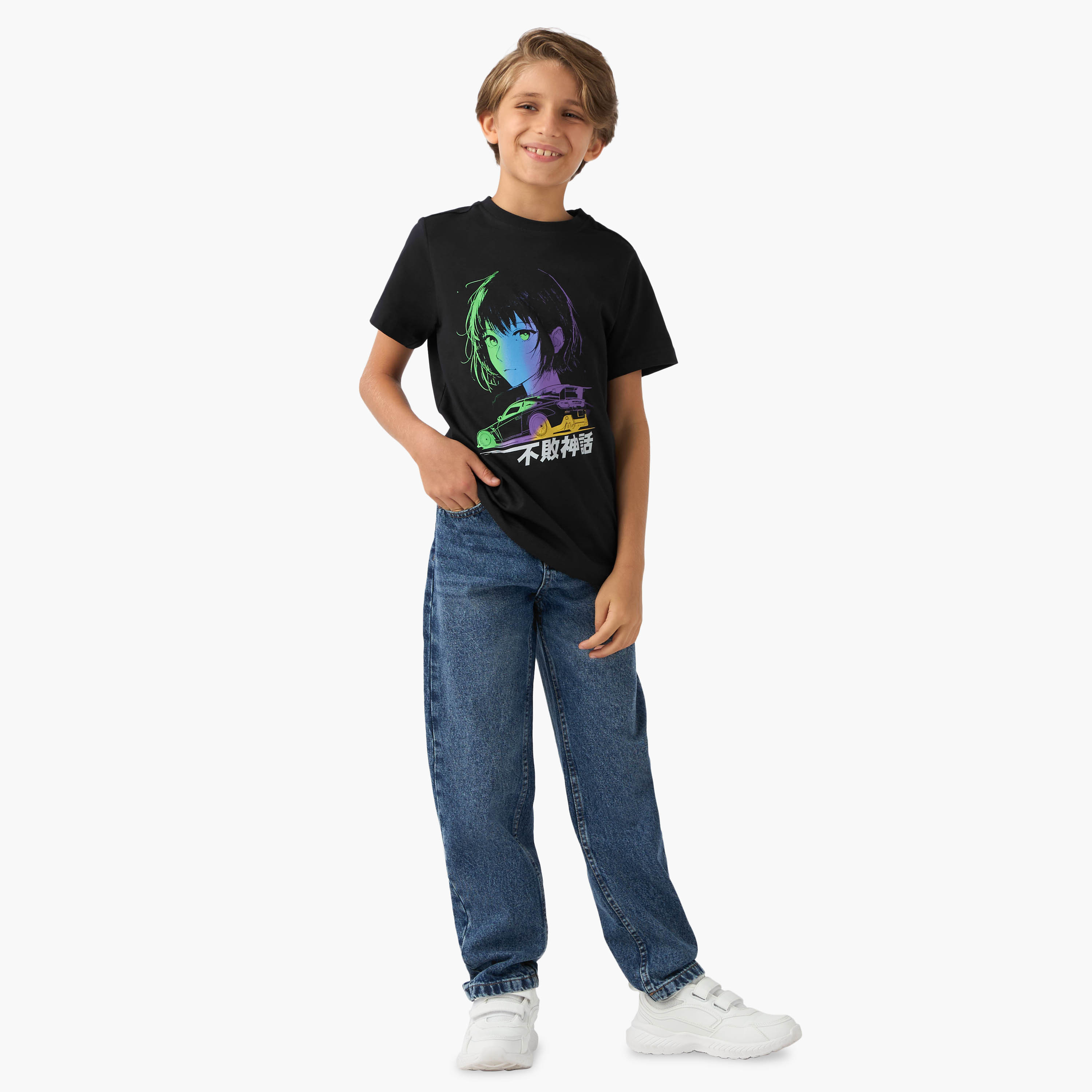 Juniors Anime Print T-shirt with Short Sleeves-boys-clothing-tshirtsandpolos-image-2