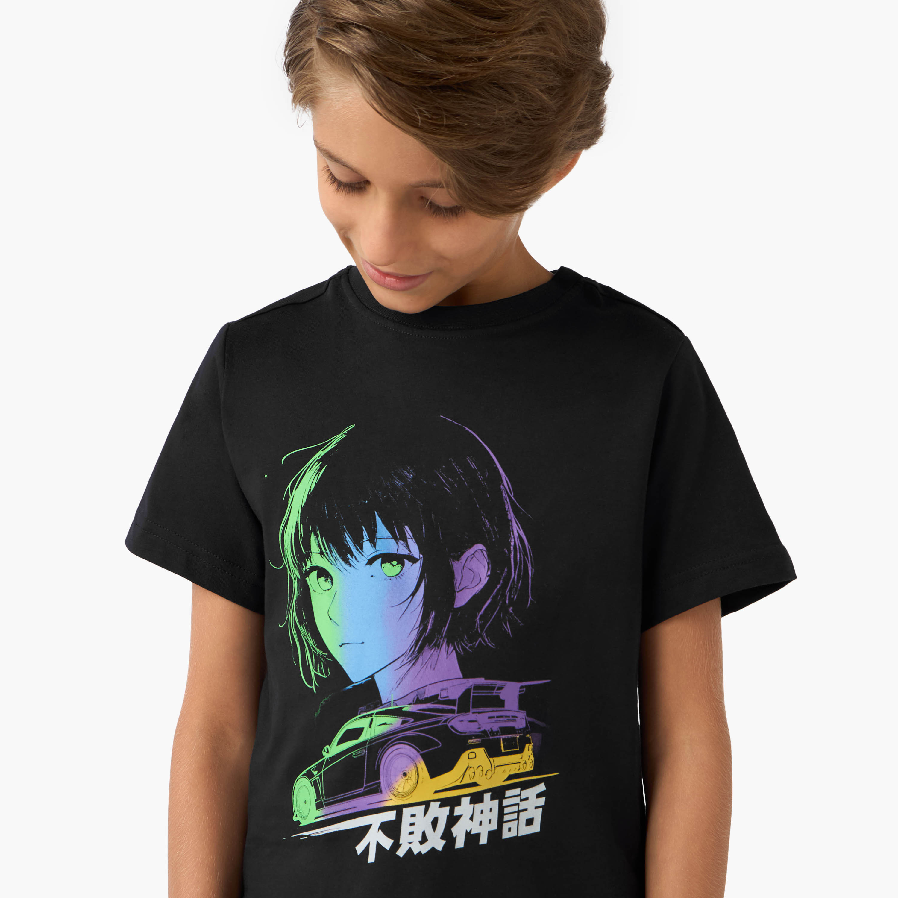 Juniors Anime Print T-shirt with Short Sleeves-boys-clothing-tshirtsandpolos-image-4