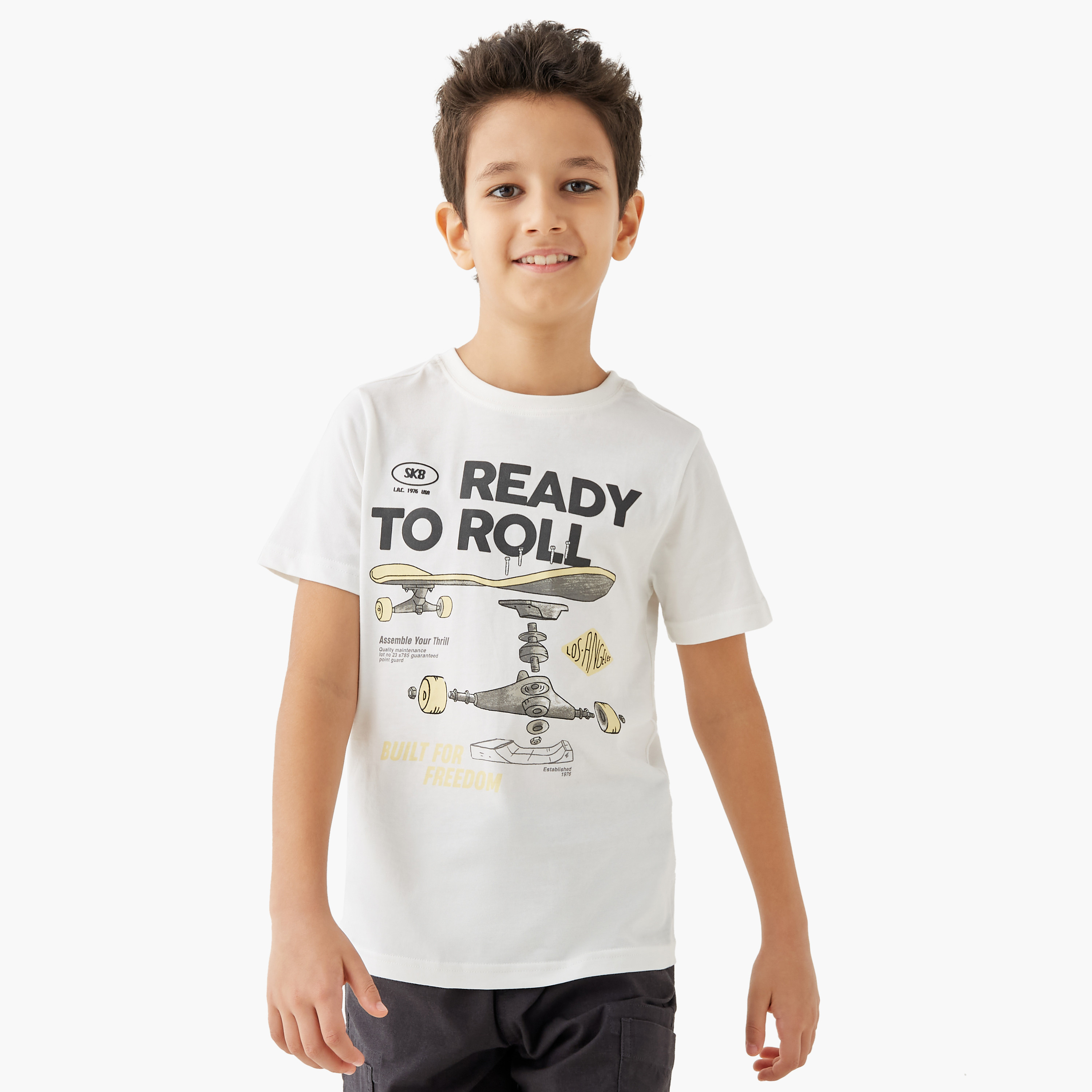 Juniors Graphic Print T-shirt with Crew Neck and Short Sleeves-boys-clothing-tshirtsandpolos-image-1