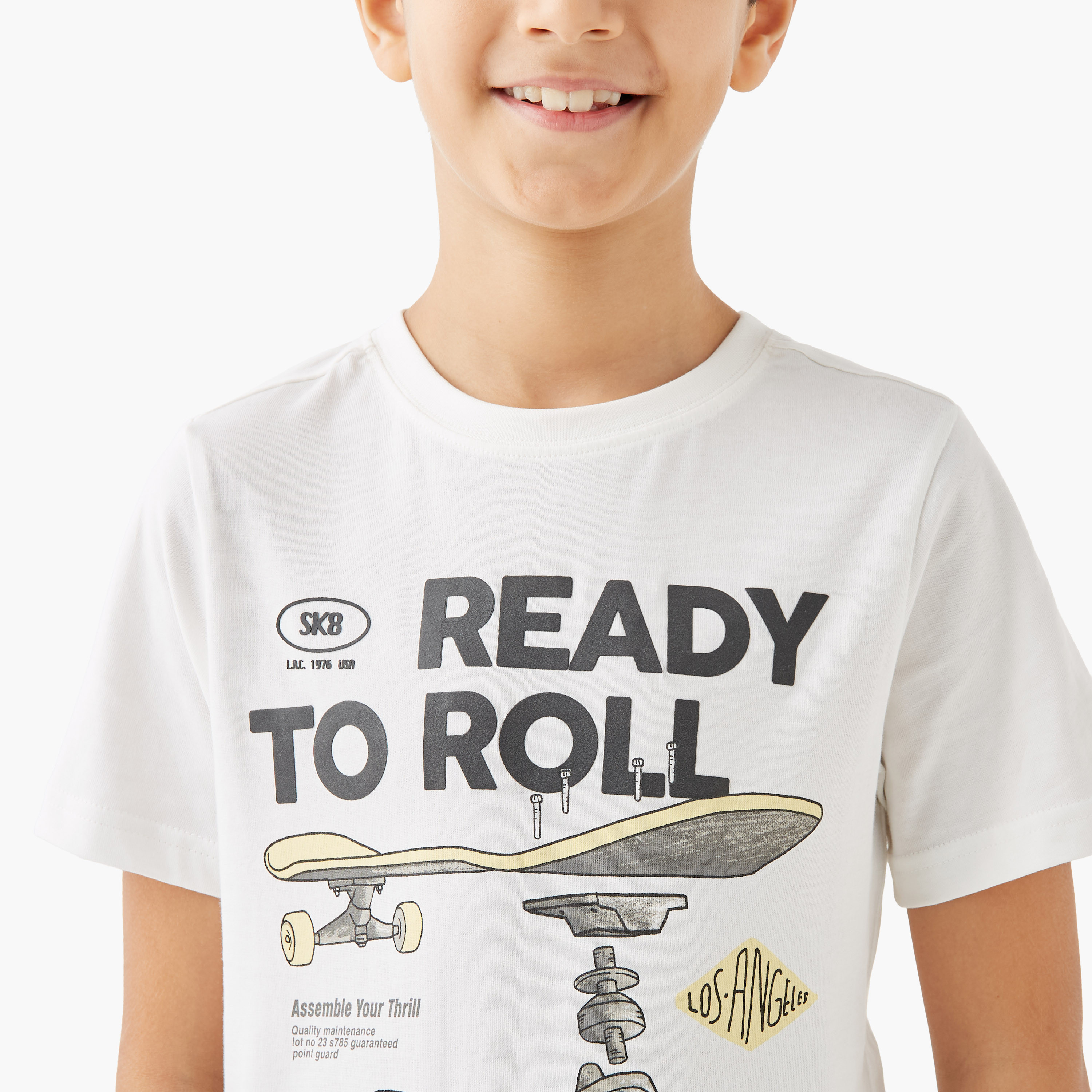Juniors Graphic Print T-shirt with Crew Neck and Short Sleeves-boys-clothing-tshirtsandpolos-image-4