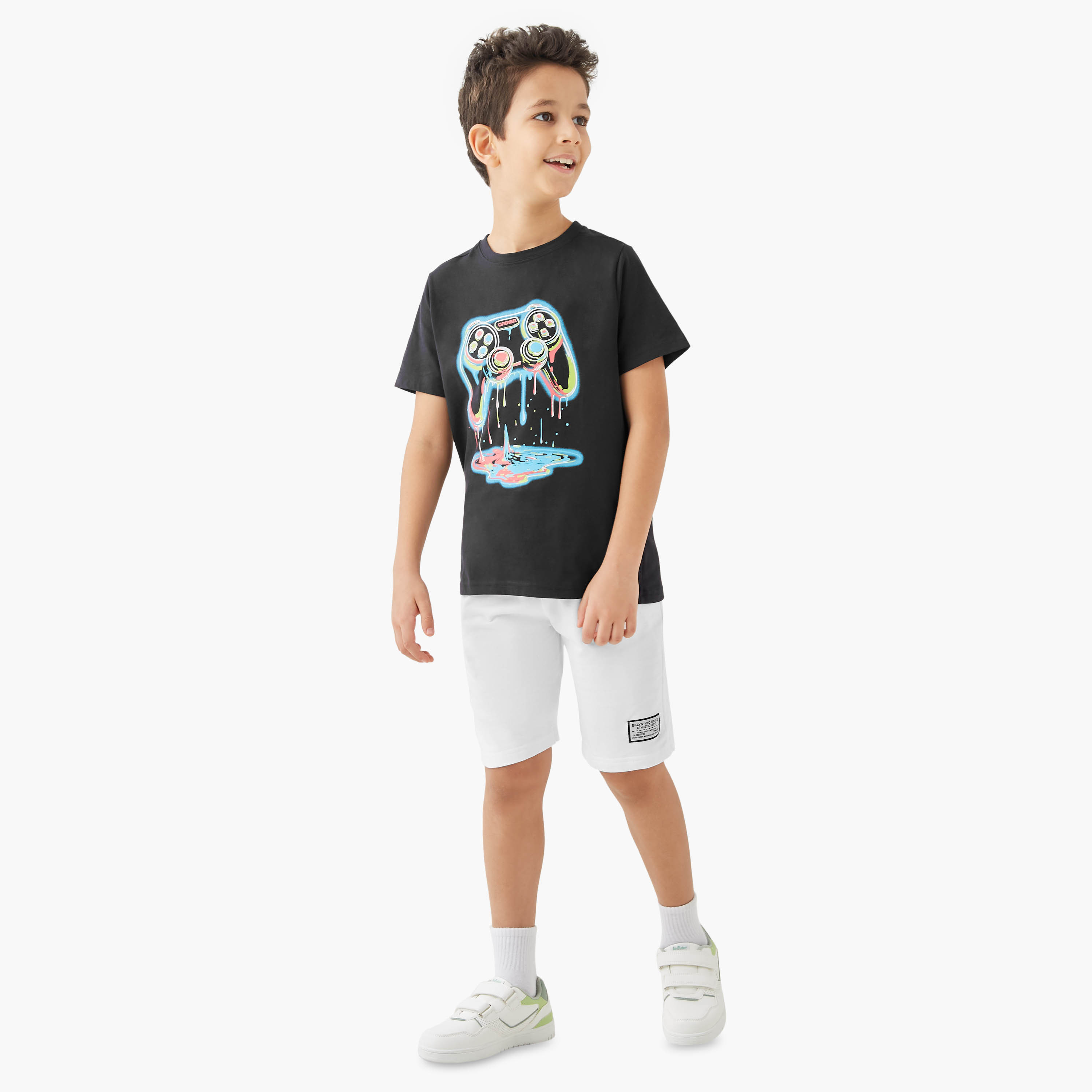Juniors Game Controller Print Crew Neck T-shirt-boys-clothing-tshirtsandpolos-image-2