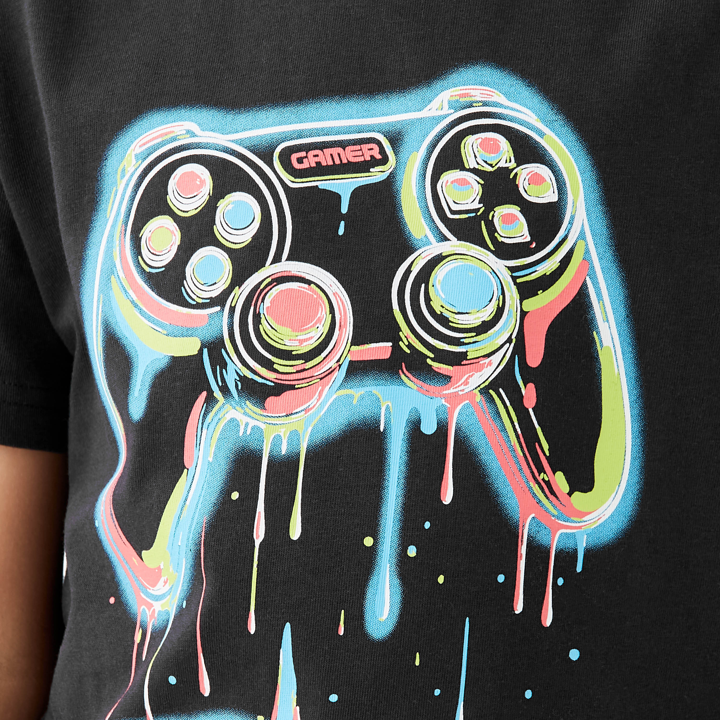 Juniors Game Controller Print Crew Neck T-shirt-boys-clothing-tshirtsandpolos-image-5