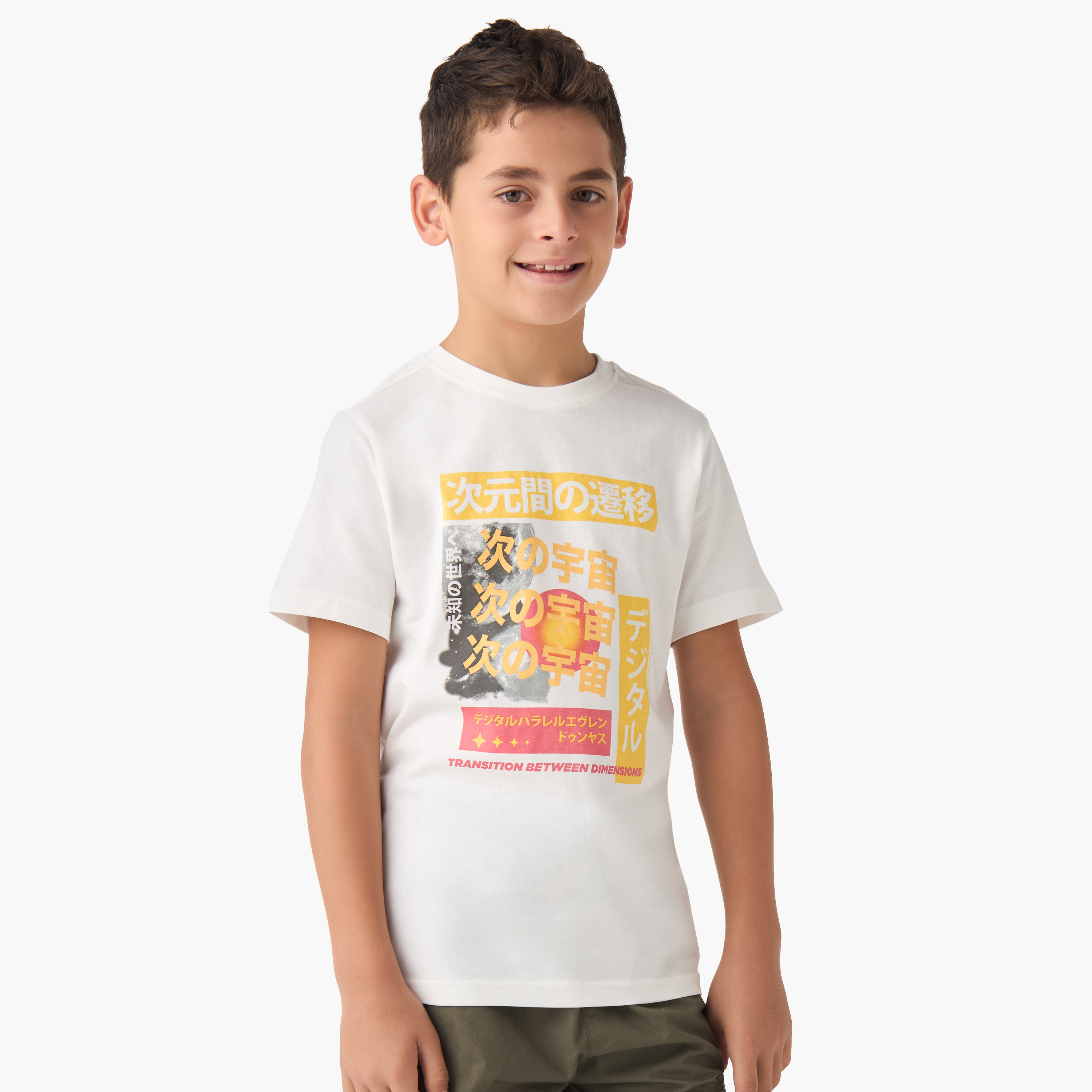Juniors Boys Crew Neck T-shirt with Graphic Print - Cotton - Short Sleeves-boys-clothing-tshirtsandpolos-image-1