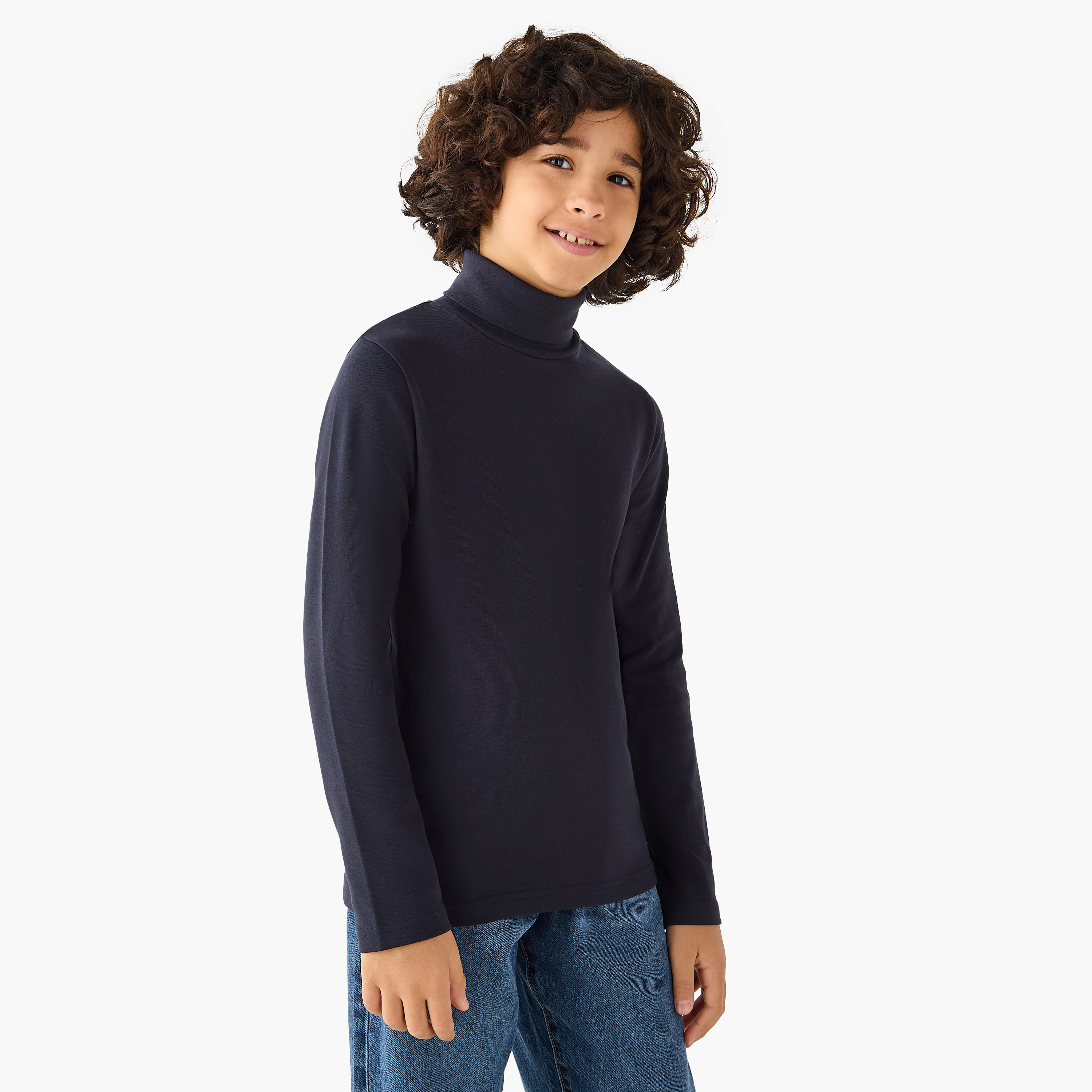 Juniors Solid Turtleneck with Long Sleeves-boys-clothing-jumpersandcardigans-image-1