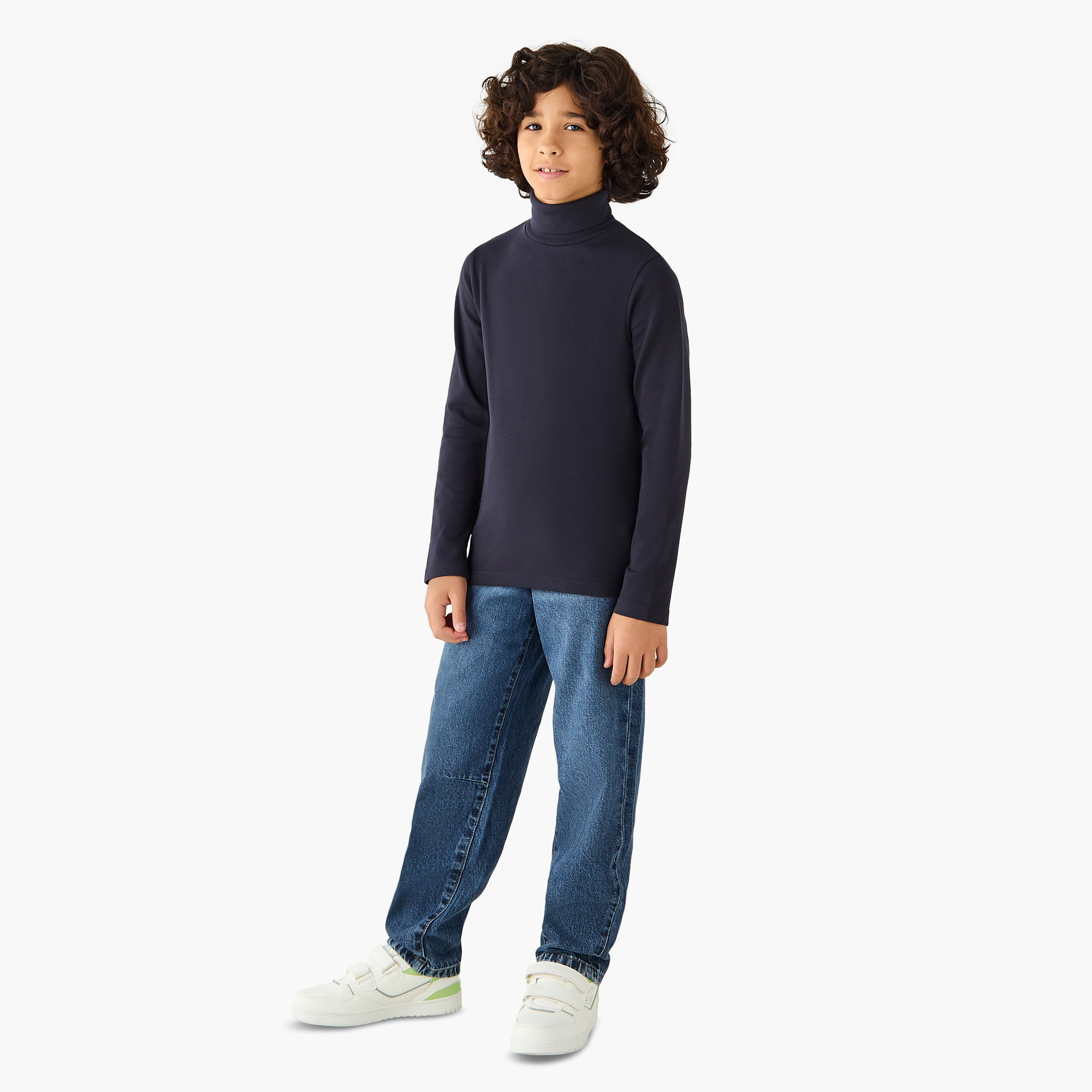 Juniors Solid Turtleneck with Long Sleeves-boys-clothing-jumpersandcardigans-image-2