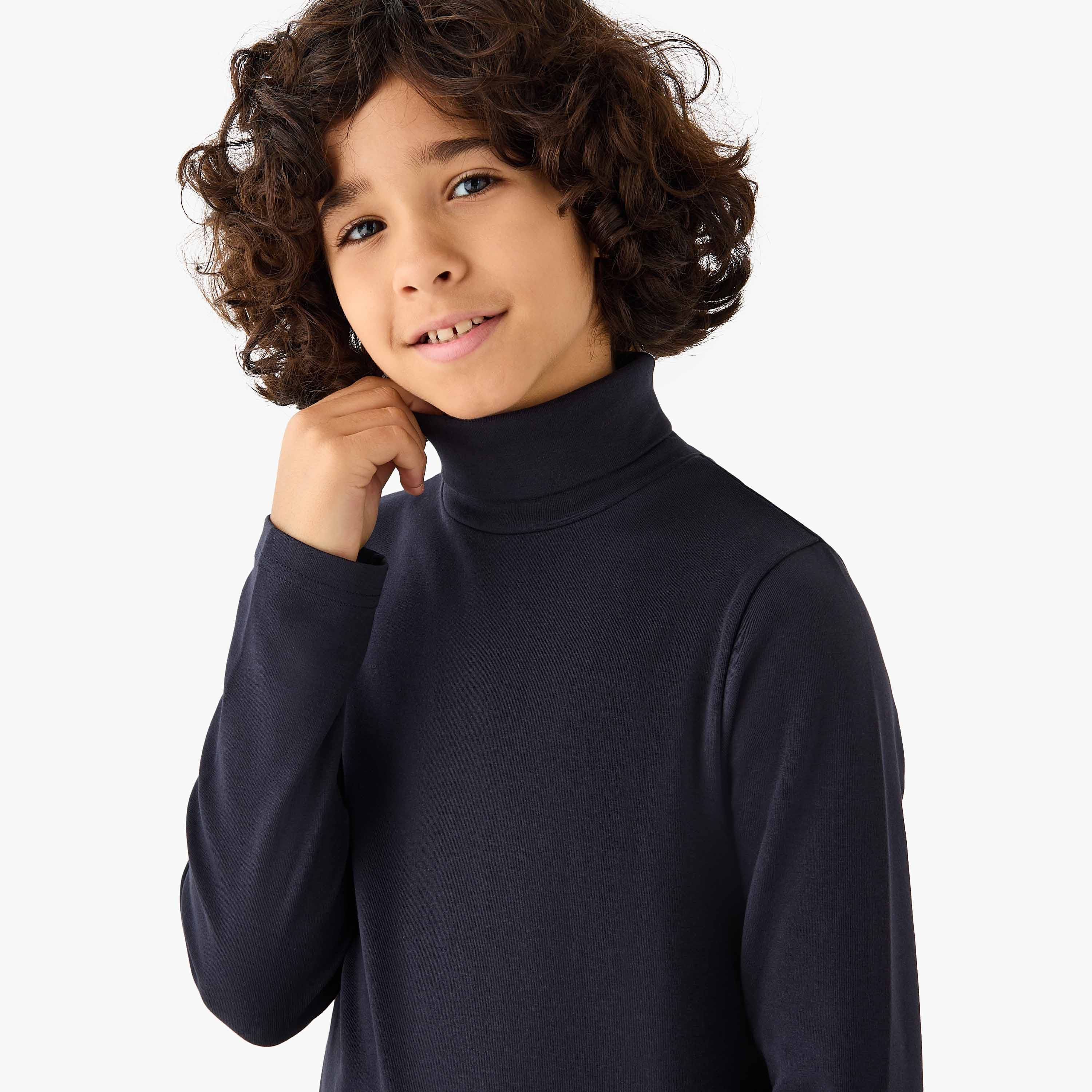 Juniors Solid Turtleneck with Long Sleeves-boys-clothing-jumpersandcardigans-image-4
