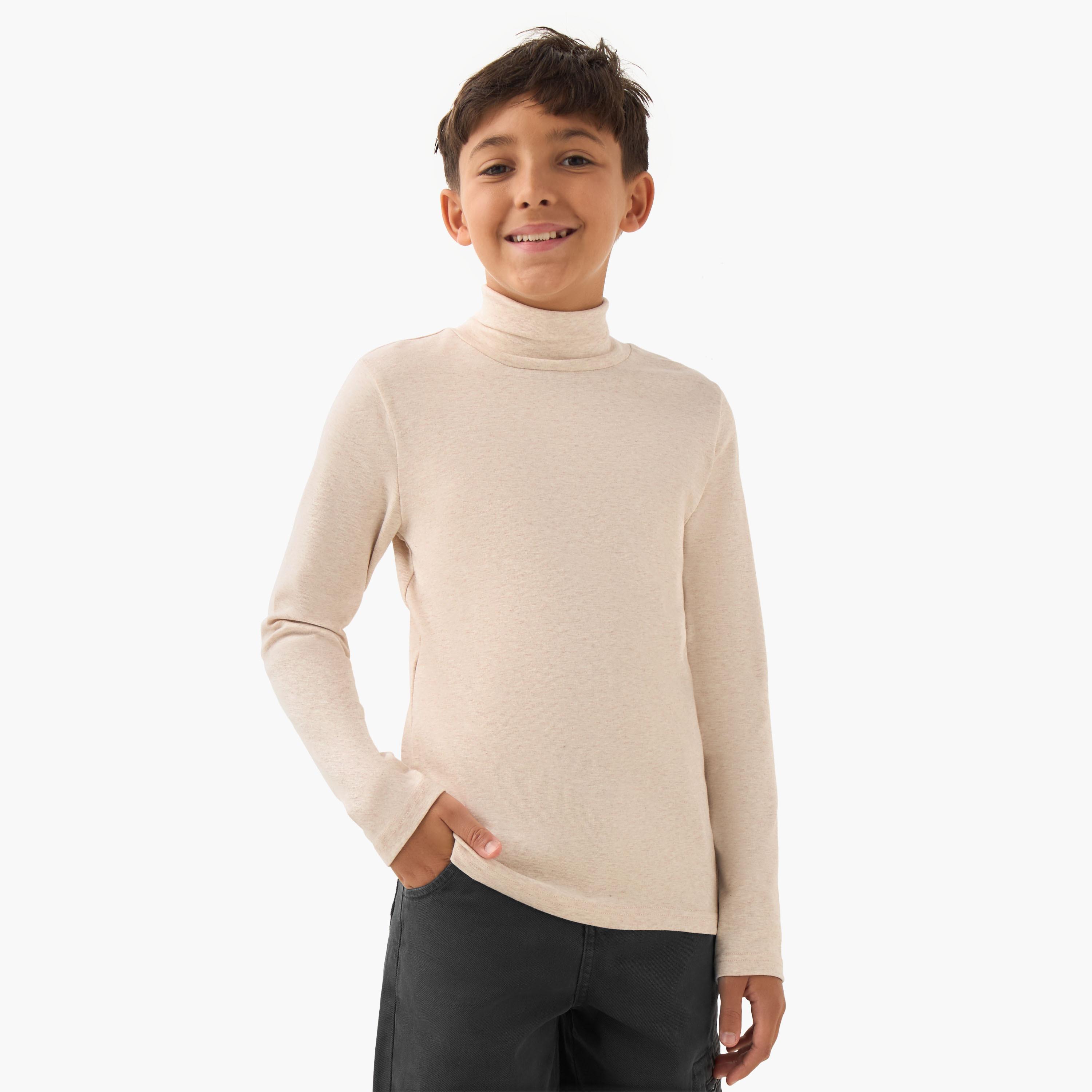 Juniors Boys Turtleneck T-shirt - Cotton - Long Sleeves-boys-clothing-tshirtsandpolos-image-1