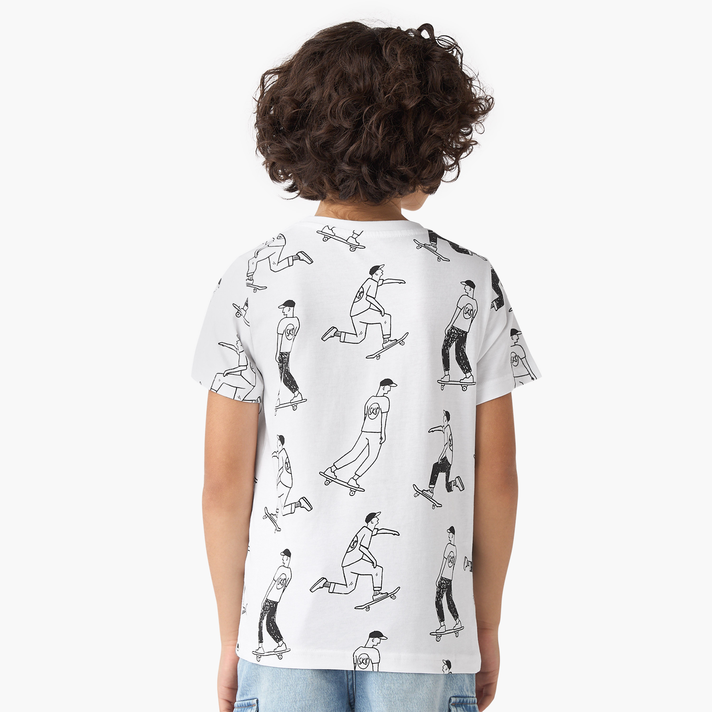 Juniors Skater Print T-Shirt with Short Sleeves-boys-clothing-tshirtsandpolos-image-3