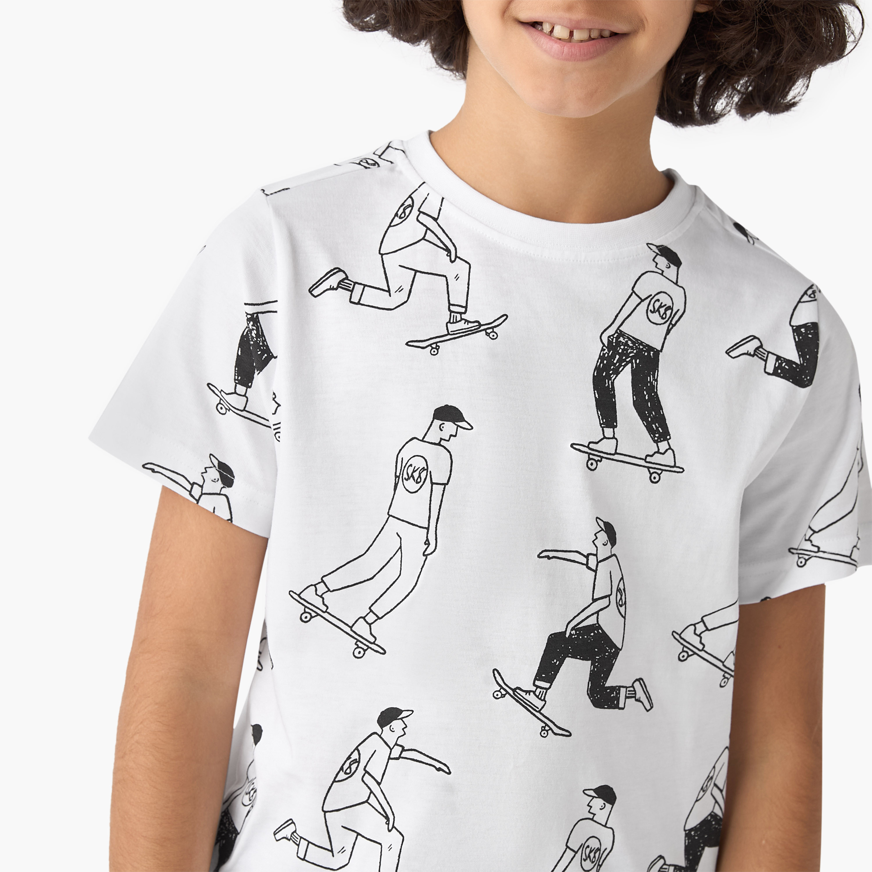 Juniors Skater Print T-Shirt with Short Sleeves-boys-clothing-tshirtsandpolos-image-4