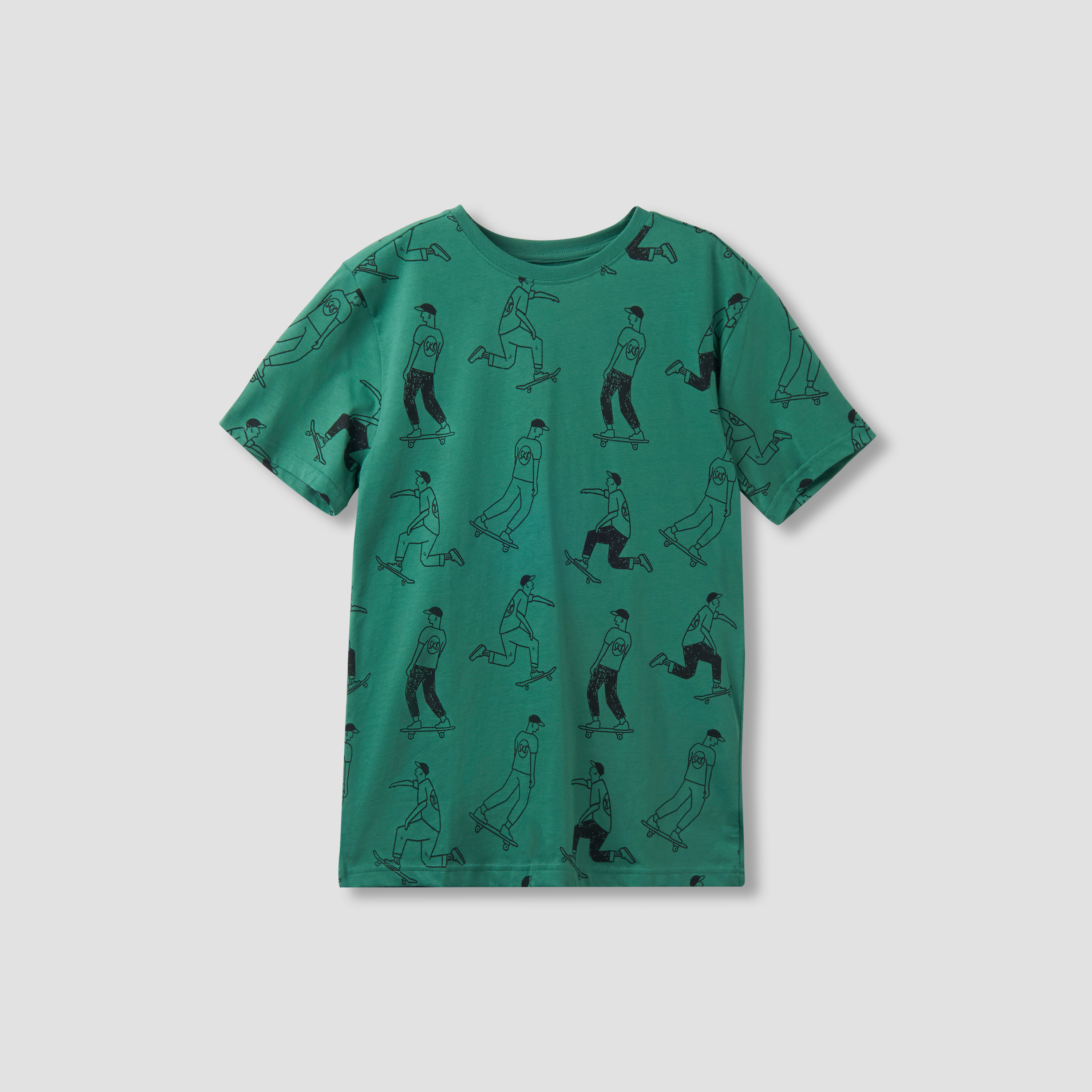 Juniors Skater Print T-Shirt with Short Sleeves-boys-clothing-tshirtsandpolos-image-1