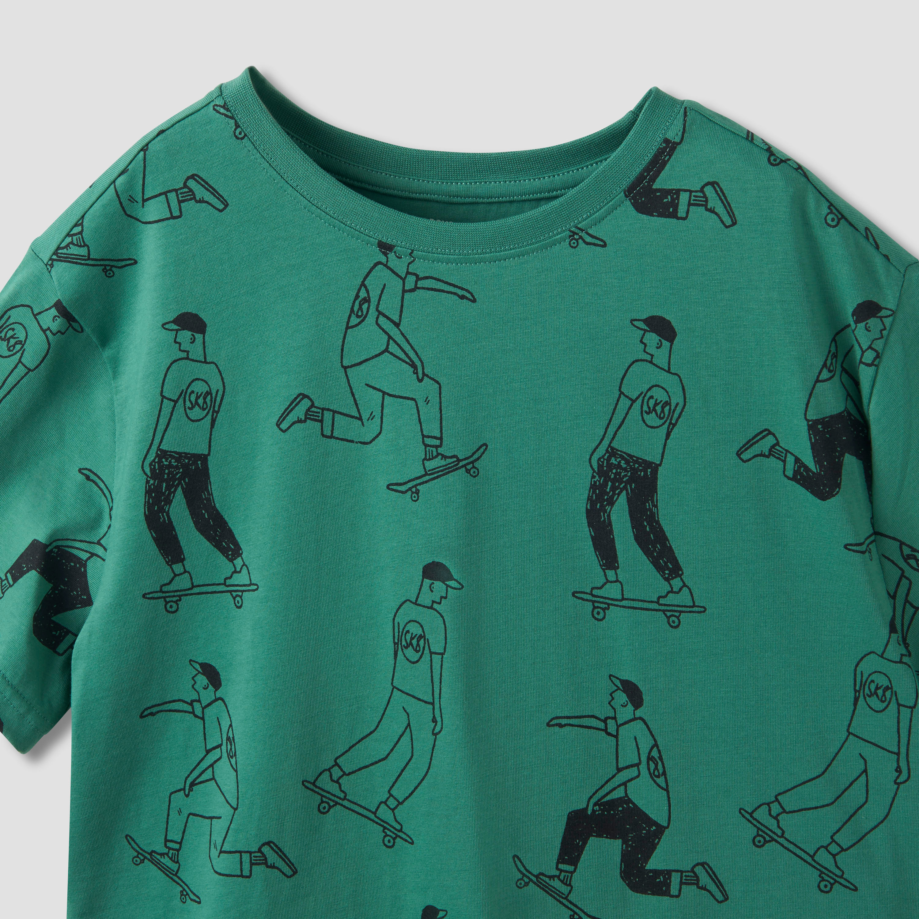 Juniors Skater Print T-Shirt with Short Sleeves-boys-clothing-tshirtsandpolos-image-3