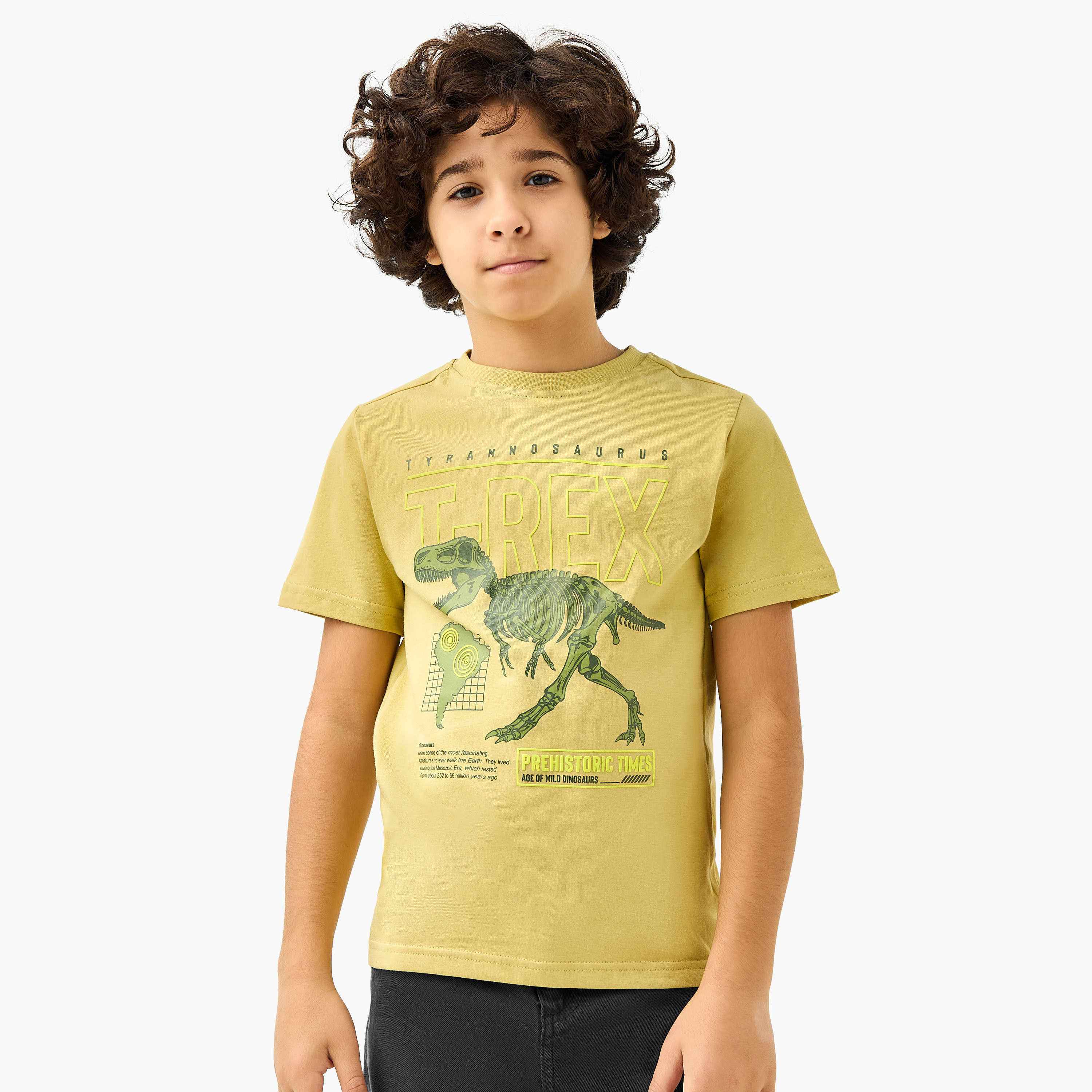 تيشيرت بأكمام قصيرة وطبعات ديناصور من جونيورز-boys-clothing-tshirtsandpolos-image-1