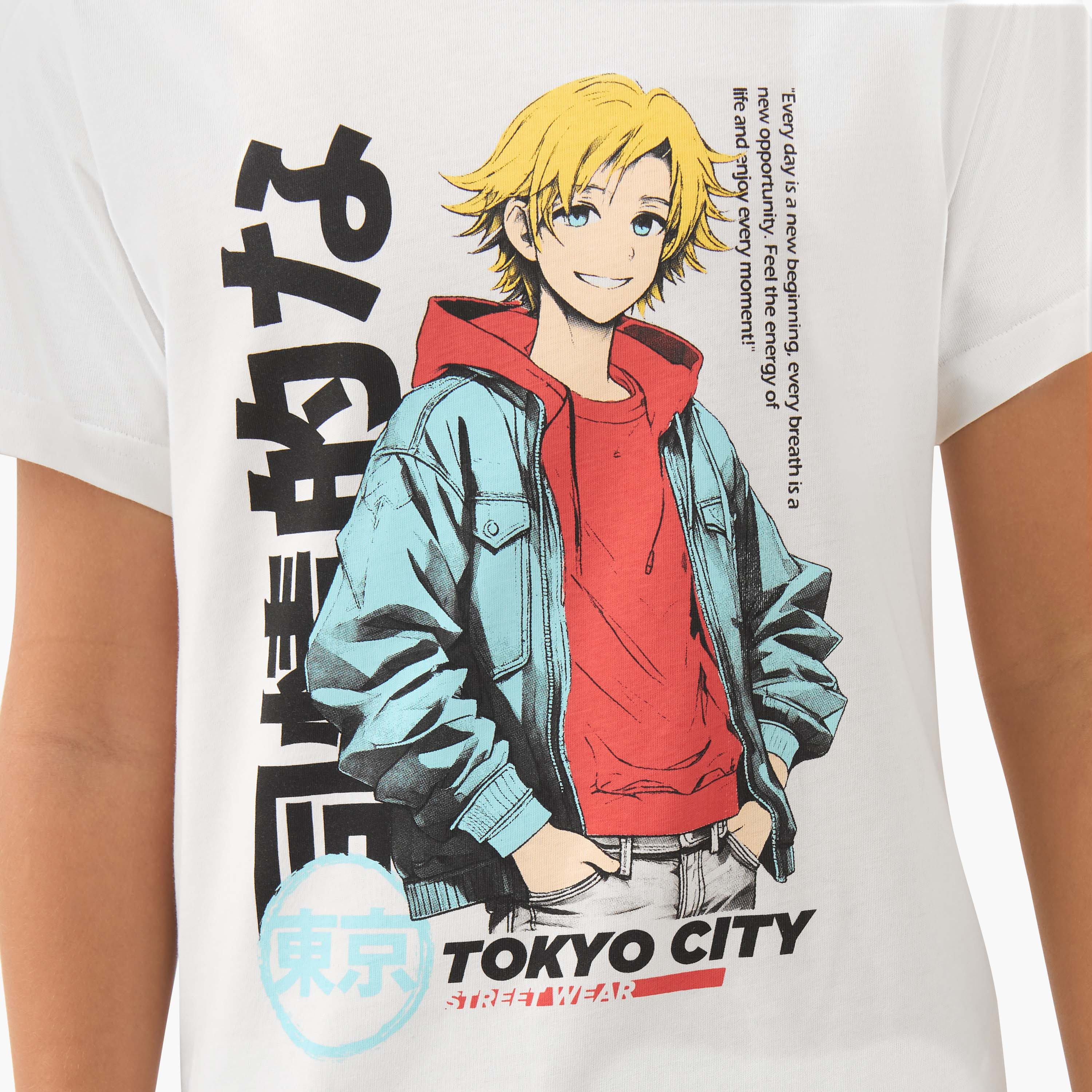 Juniors Boys Crew Neck T-shirt with Anime Print - Cotton - Short Sleeve-boys-clothing-tshirtsandpolos-image-5