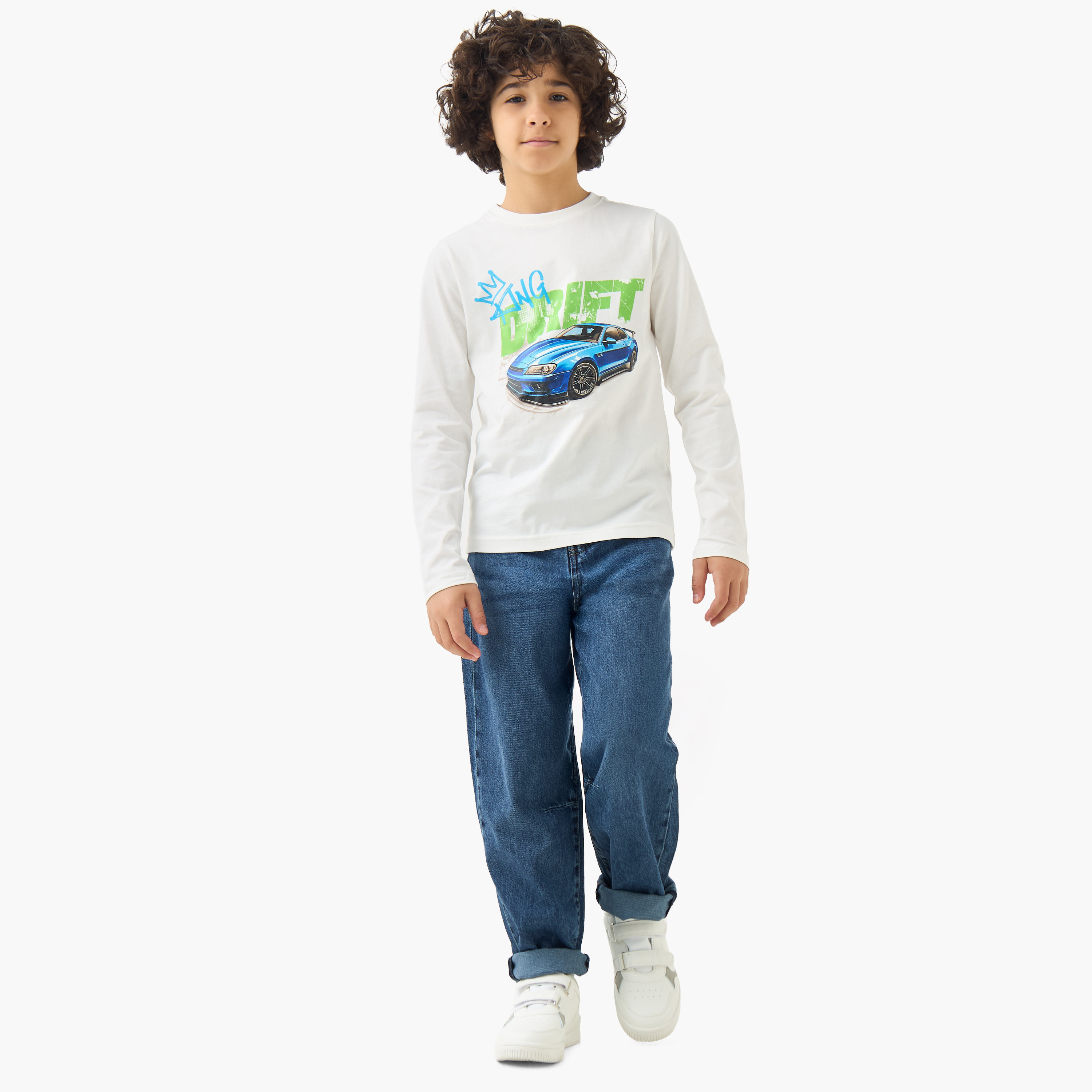 Juniors Boys Crew Neck T-shirt with Graphic Print - Cotton - Long Sleeves-promo_babyshop_Buy2for30_KSA130526-image-2