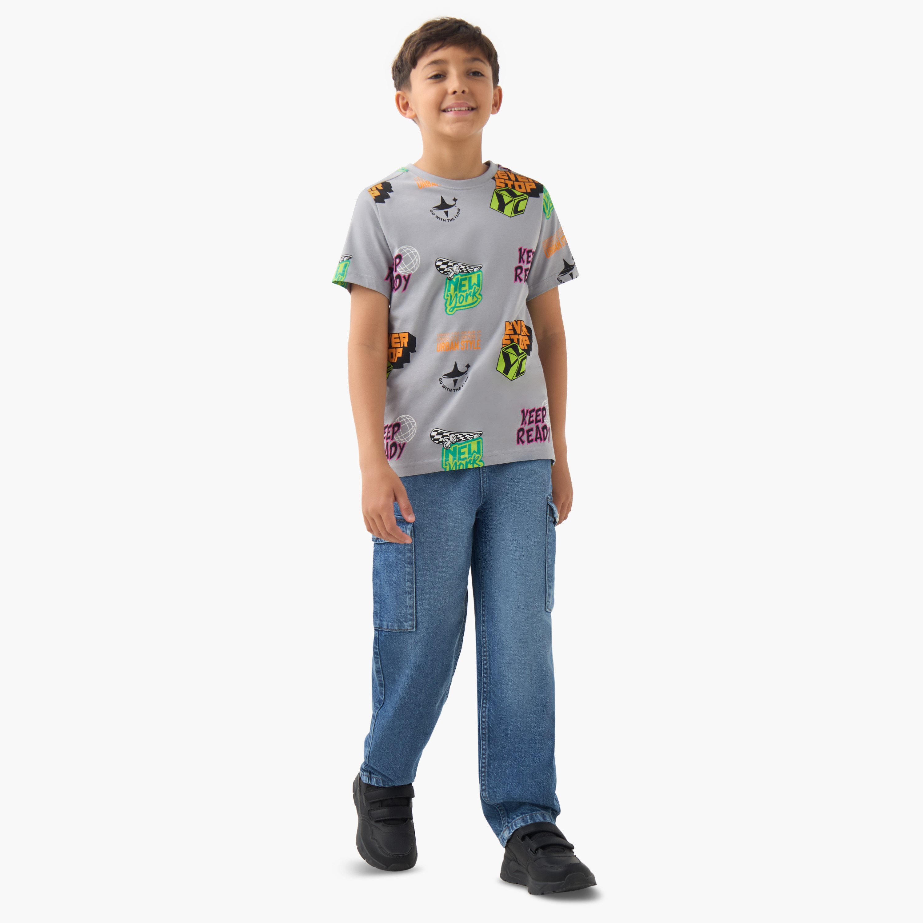 Juniors Boys Crew Neck T-shirt with Fun Print - Cotton - Short Sleeve-boys-clothing-tshirtsandpolos-image-2