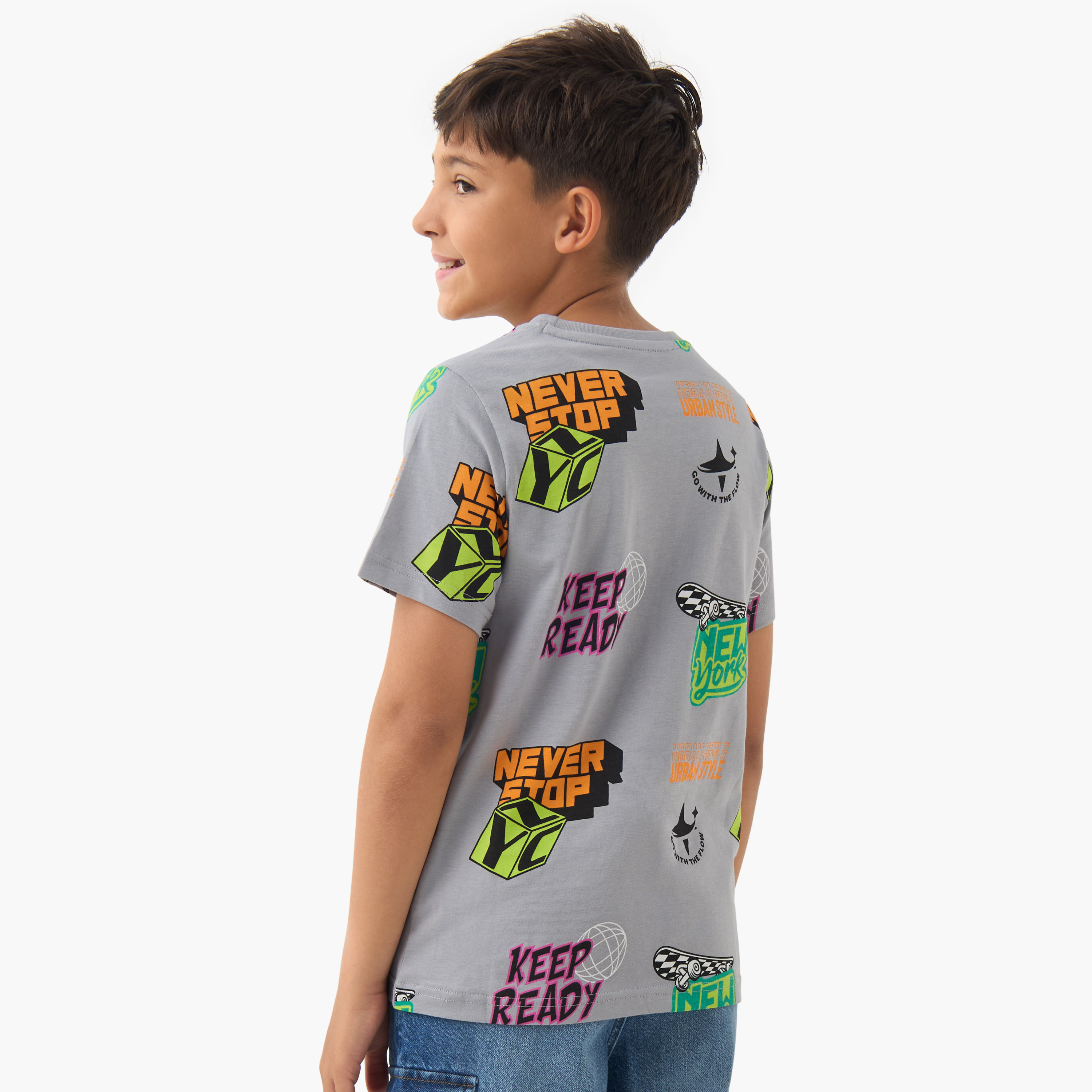 Juniors Boys Crew Neck T-shirt with Fun Print - Cotton - Short Sleeve-boys-clothing-tshirtsandpolos-image-3