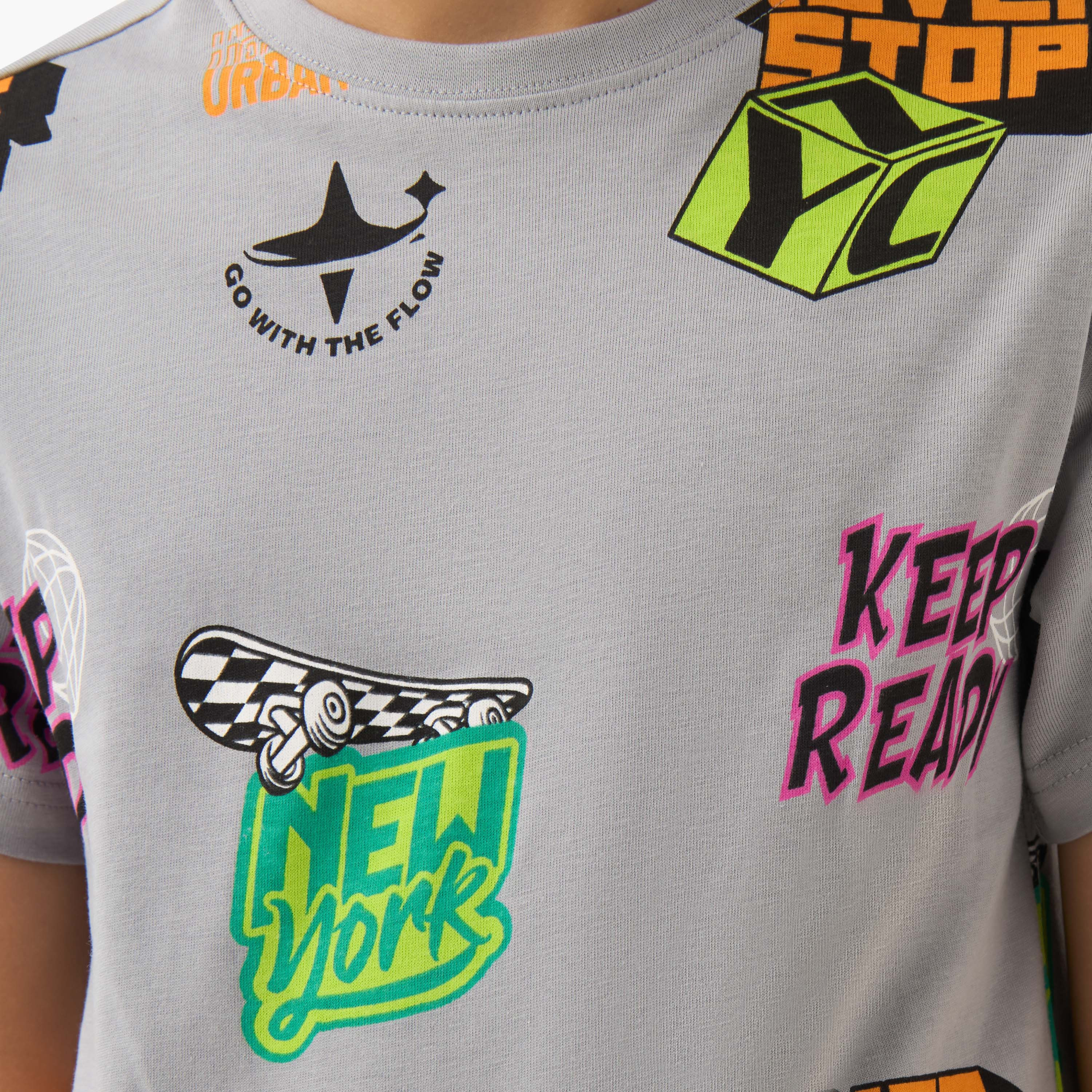 Juniors Boys Crew Neck T-shirt with Fun Print - Cotton - Short Sleeve-boys-clothing-tshirtsandpolos-image-5