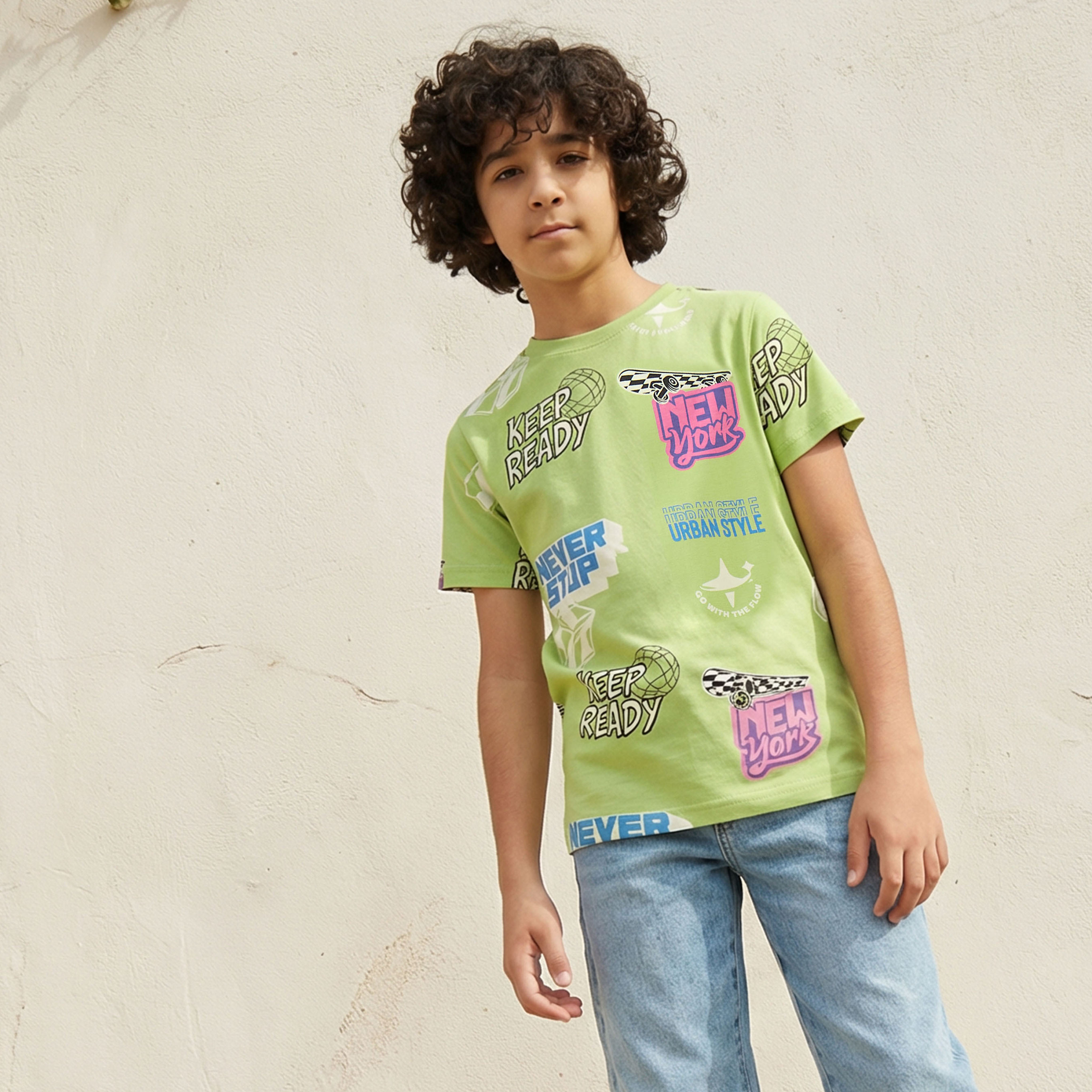 Juniors Boys Crew Neck T-shirt with Graphic Print - Cotton - Short Sleeves-promo_babyshop_Buy2for30_UAE280426-image-1