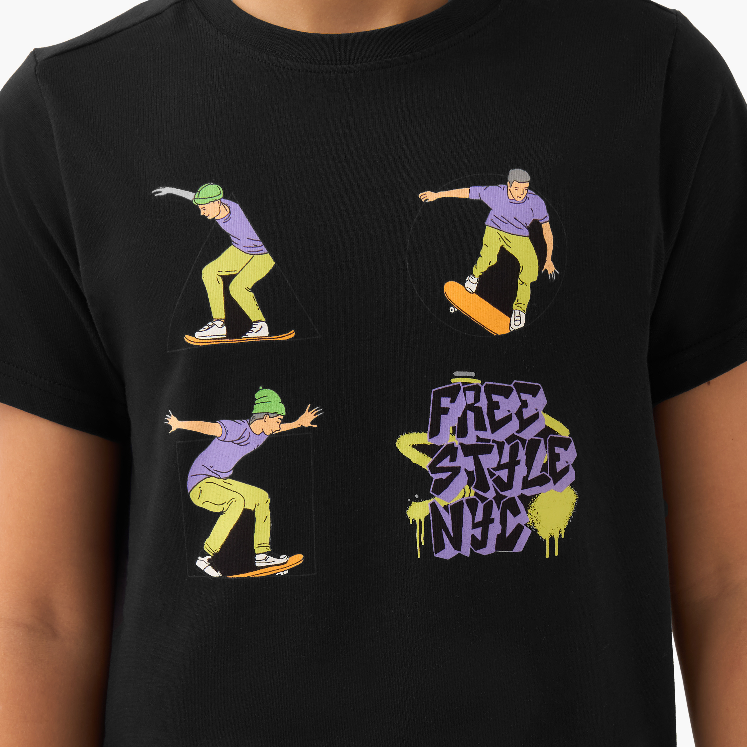 Juniors Boys Crew Neck T-shirt with Skateboard Print - Cotton - Short Sleeve-promo_babyshop_Buy2for30_KWT130526-image-5