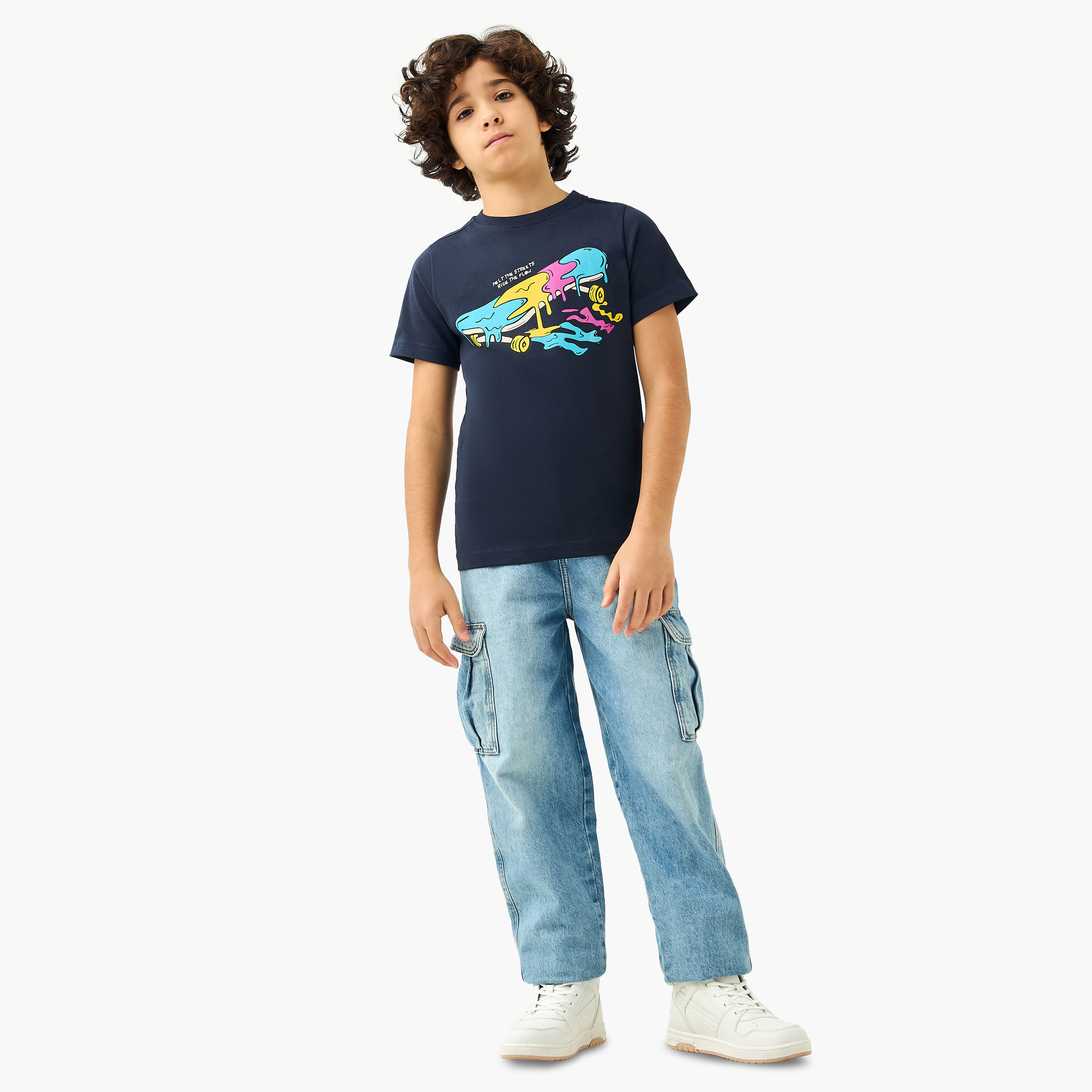 Juniors Skateboard Print T-Shirt with Short Sleeves-boys-clothing-tshirtsandpolos-image-2