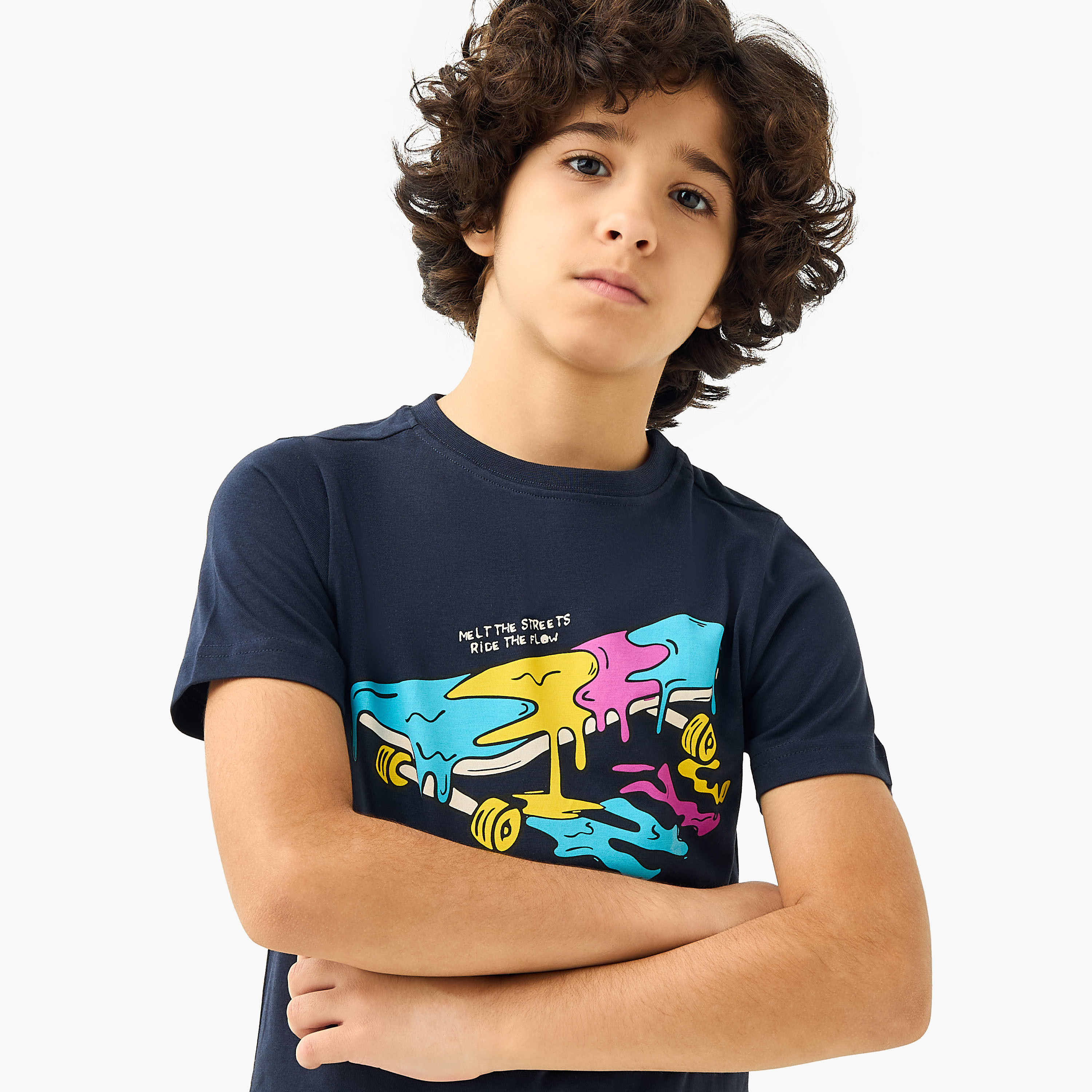 Juniors Skateboard Print T-Shirt with Short Sleeves-boys-clothing-tshirtsandpolos-image-4
