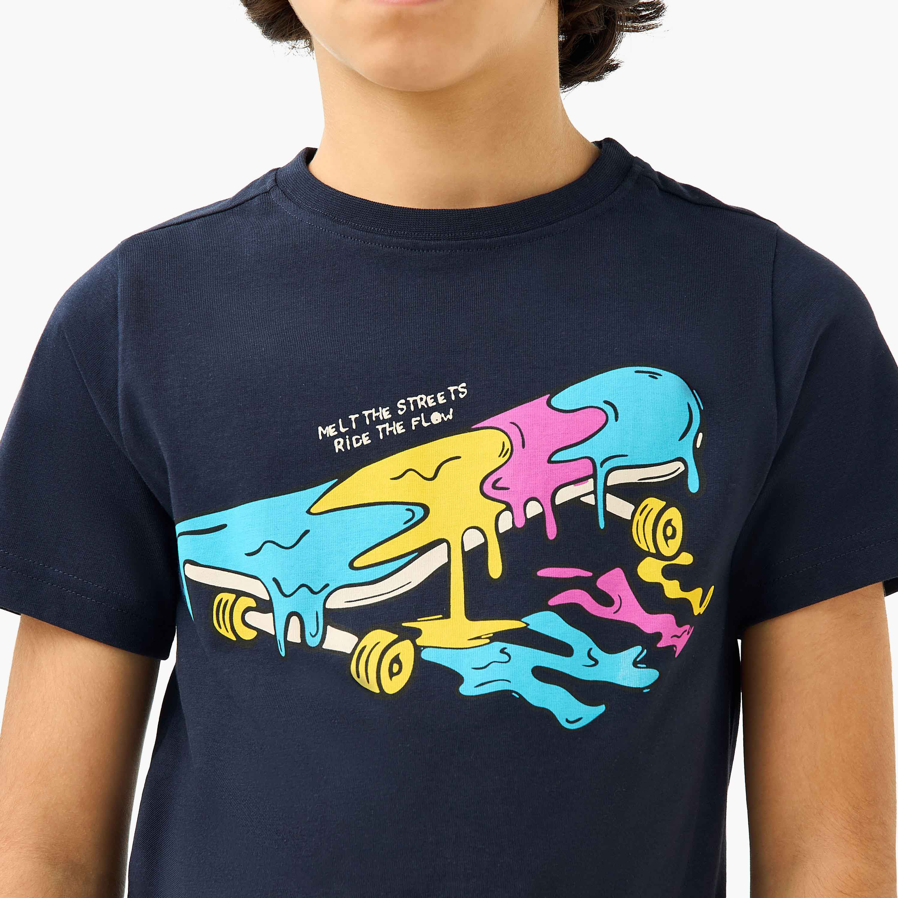 Juniors Skateboard Print T-Shirt with Short Sleeves-boys-clothing-tshirtsandpolos-image-5