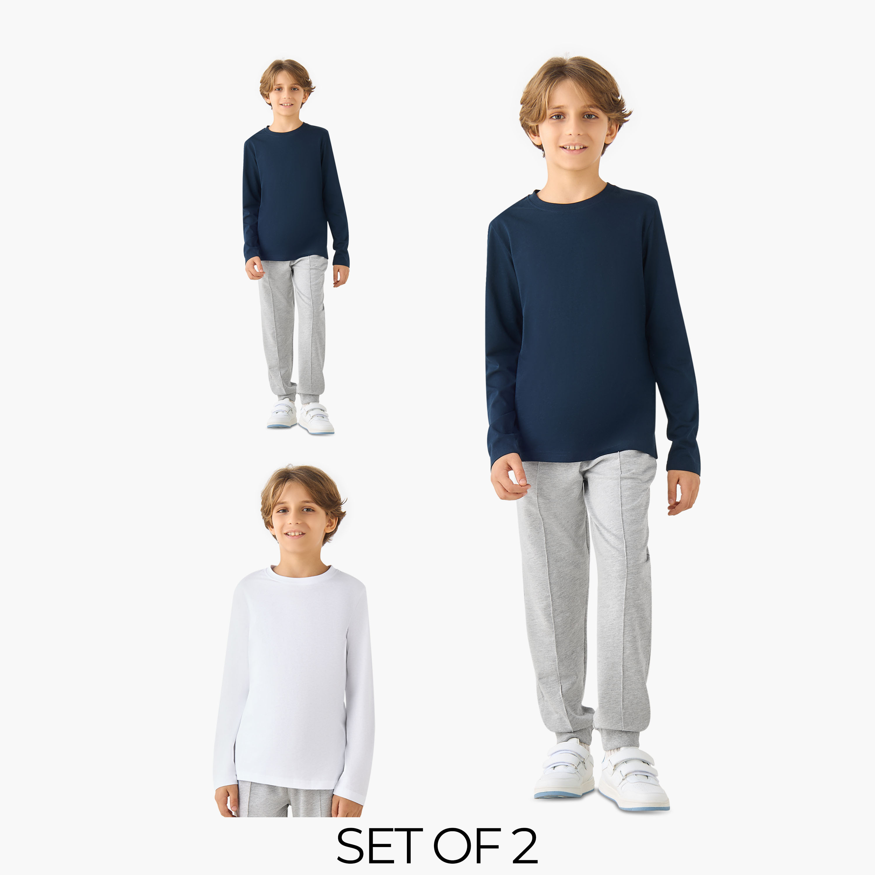 Juniors Crew Neck Long Sleeve T-shirt, Set of 2-boys-clothing-tshirtsandpolos-image-1