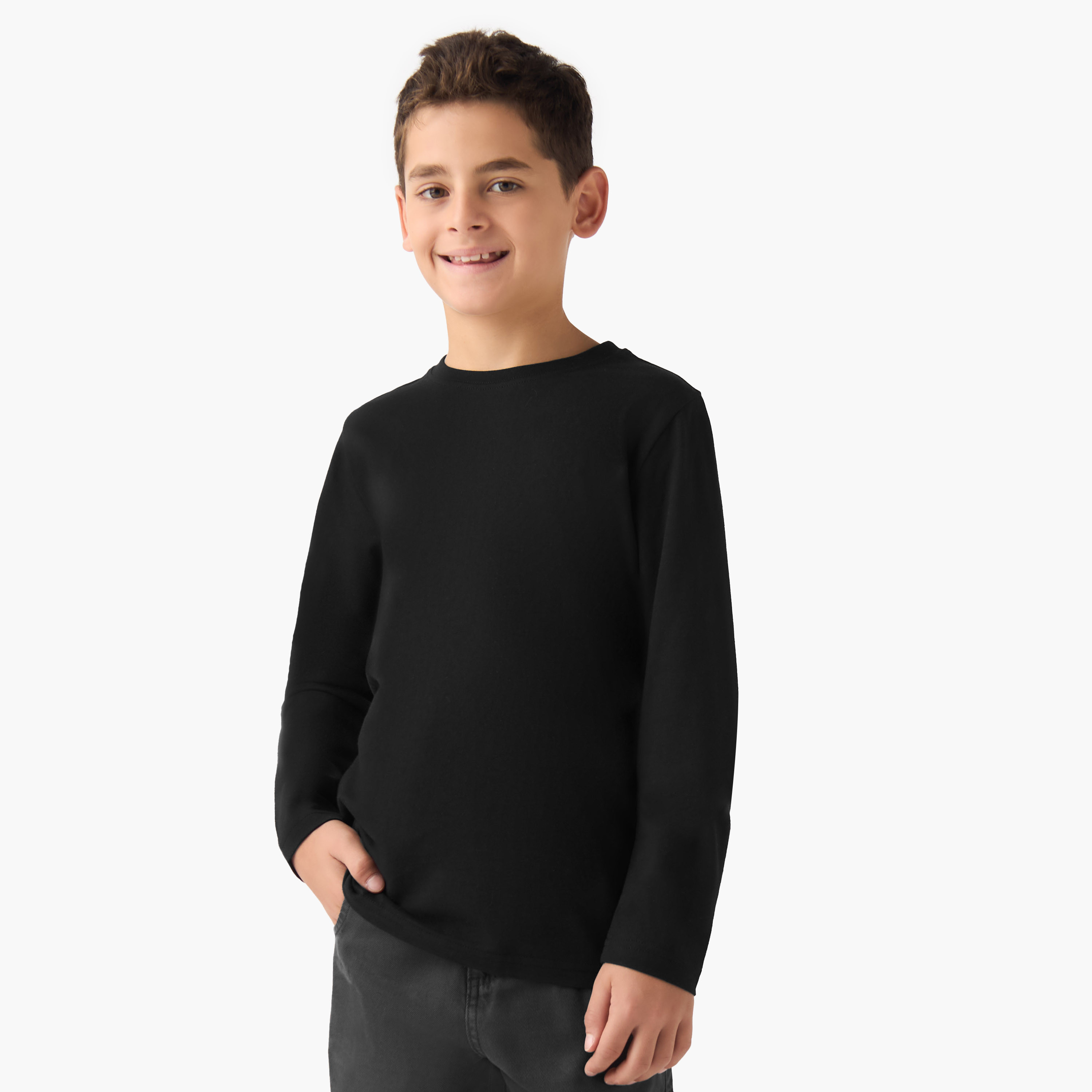 Juniors Boys Crew Neck T-shirt - Cotton - Long Sleeves - Set of 2-boys-clothing-tshirtsandpolos-image-2