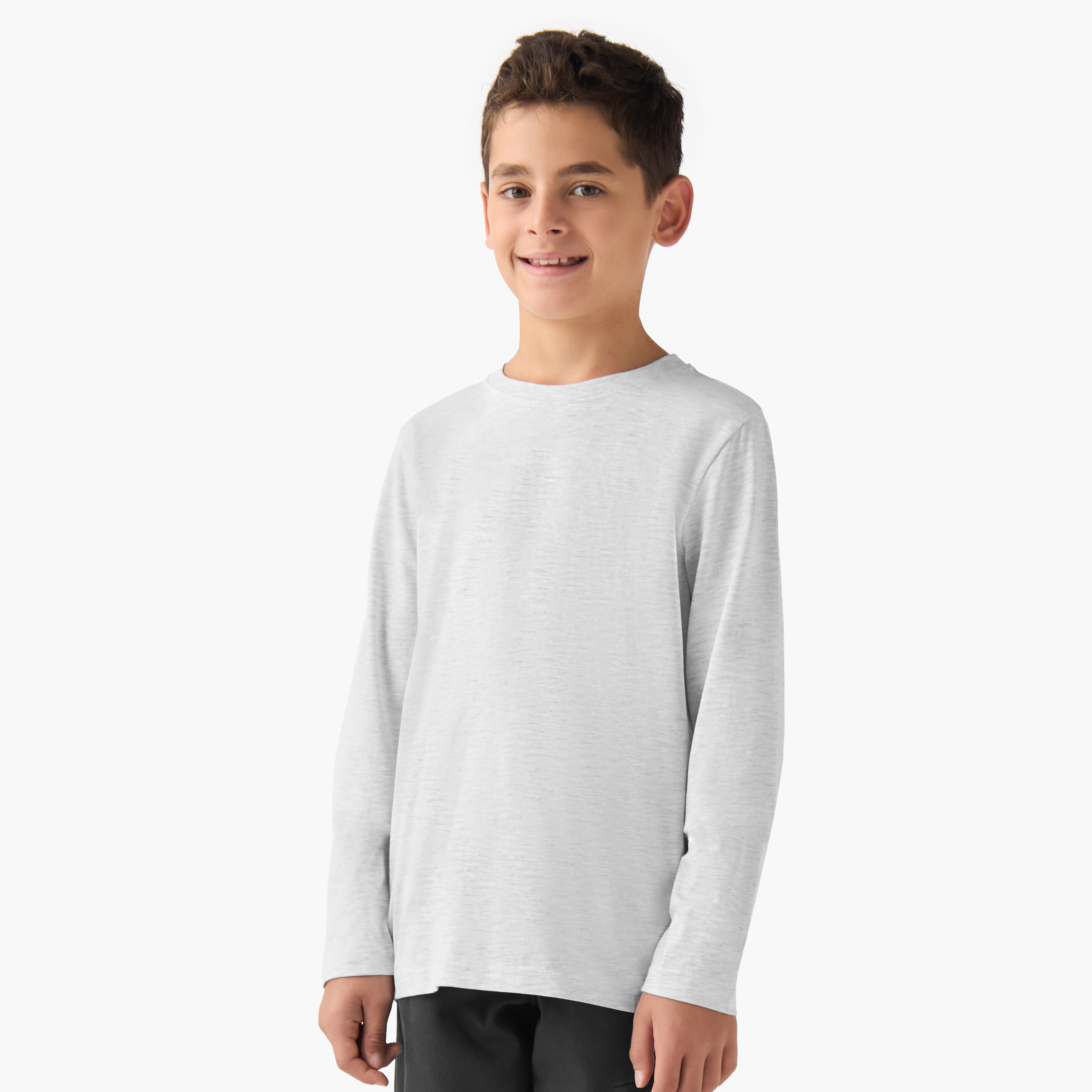Juniors Boys Crew Neck T-shirt - Cotton - Long Sleeves - Set of 2-boys-clothing-tshirtsandpolos-image-3
