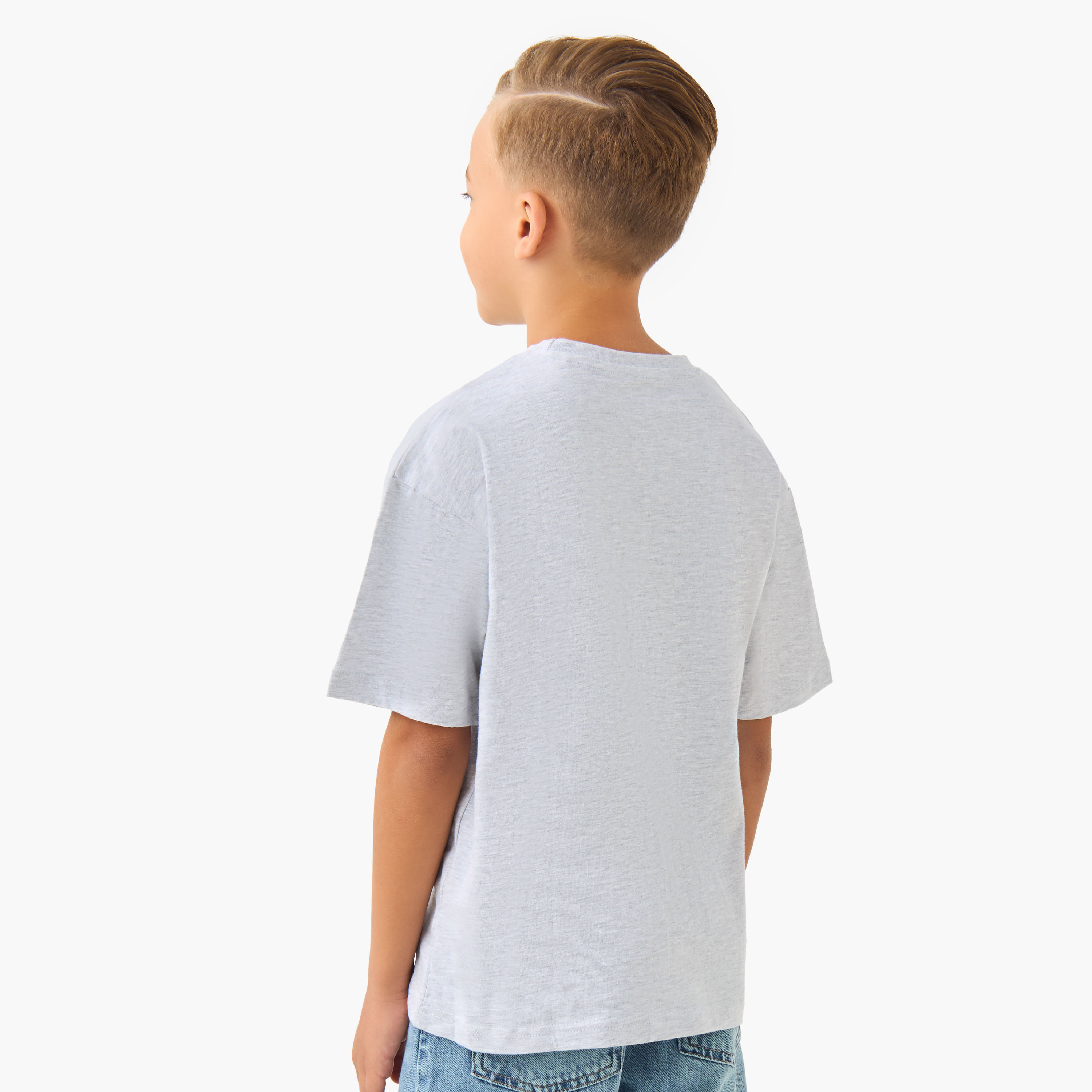 تيشيرت سادة بياقة مستديرة وأكمام قصيرة من جونيورز-boys-clothing-tshirtsandpolos-image-3