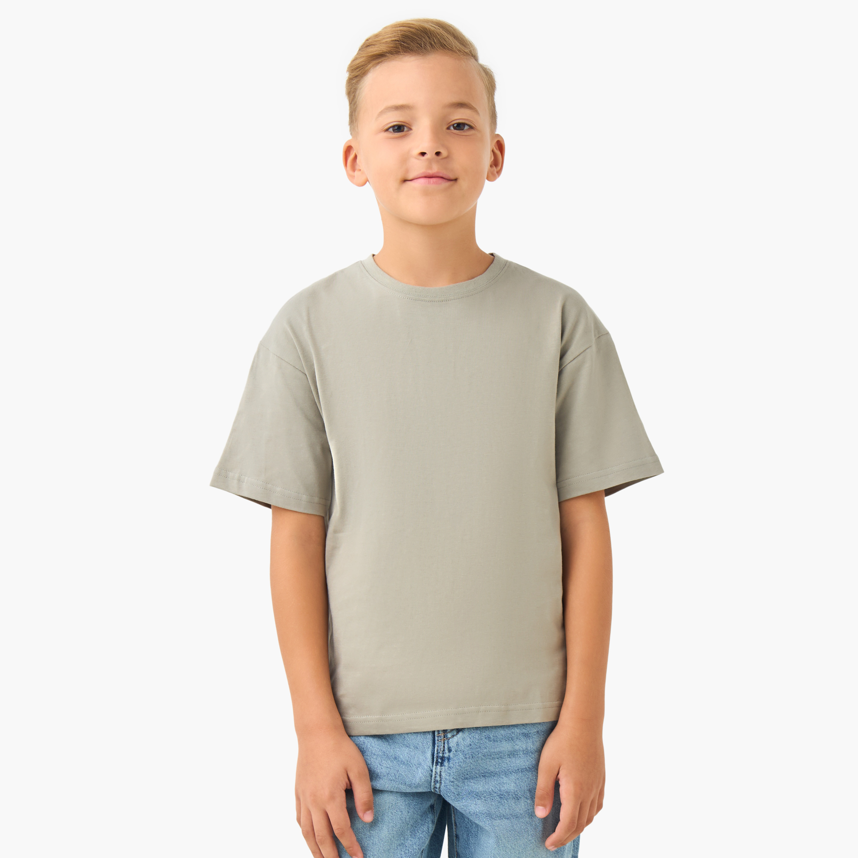 Juniors Solid T-shirt with Crew Neck and Short Sleeves-boys-clothing-tshirtsandpolos-image-1