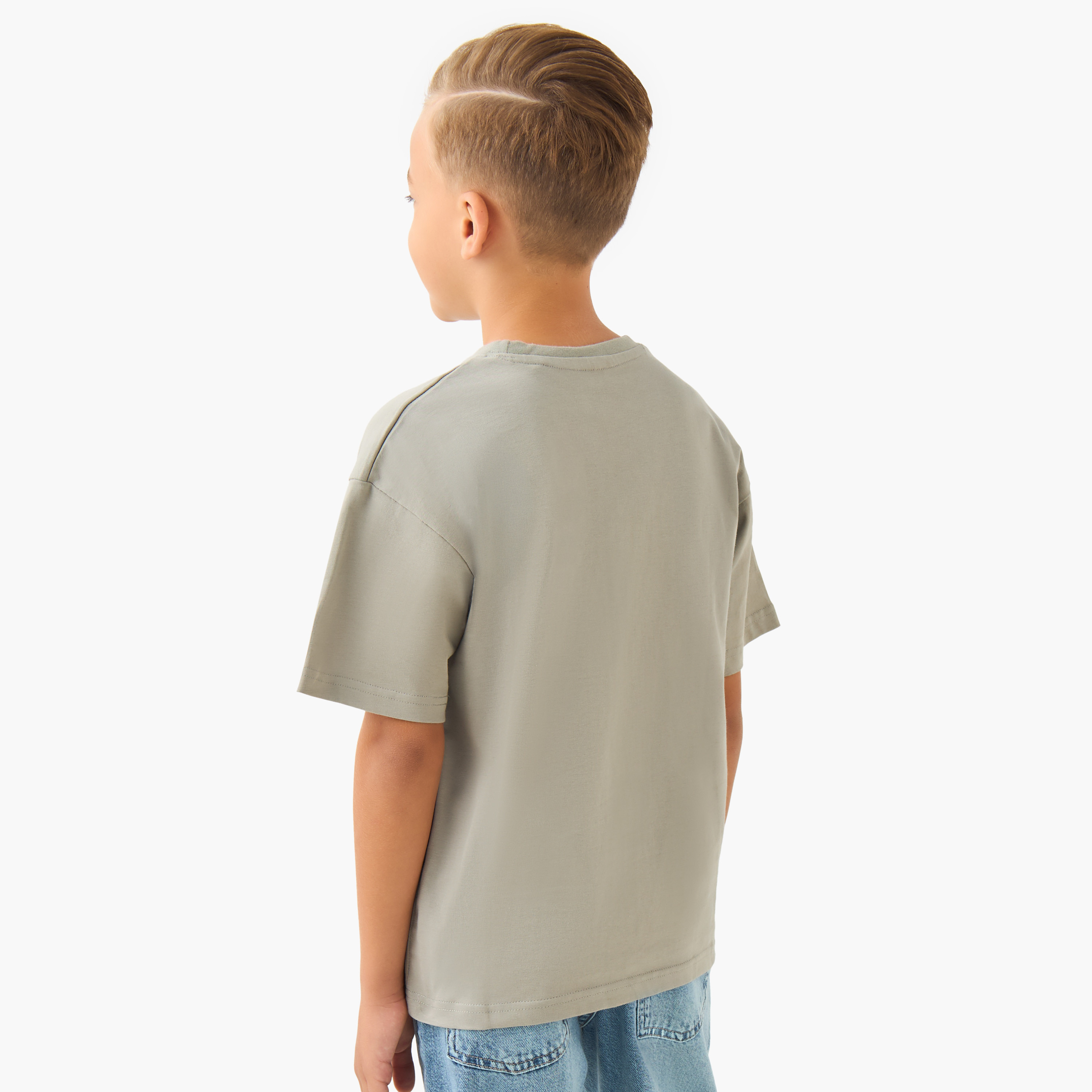 Juniors Solid T-shirt with Crew Neck and Short Sleeves-boys-clothing-tshirtsandpolos-image-3