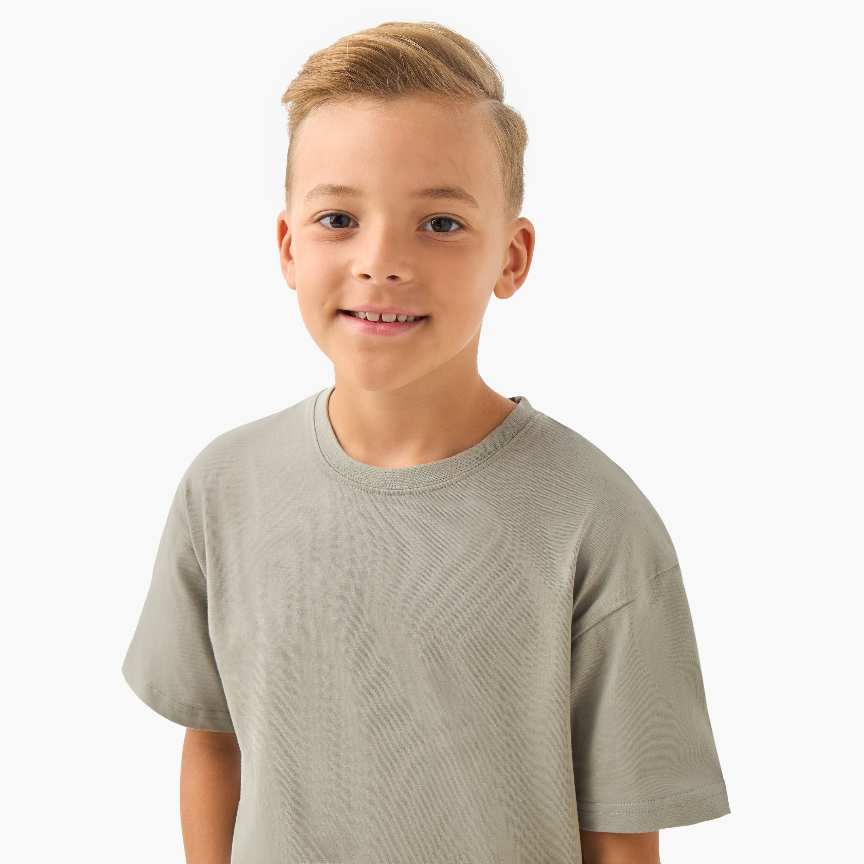 Juniors Solid T-shirt with Crew Neck and Short Sleeves-boys-clothing-tshirtsandpolos-image-4