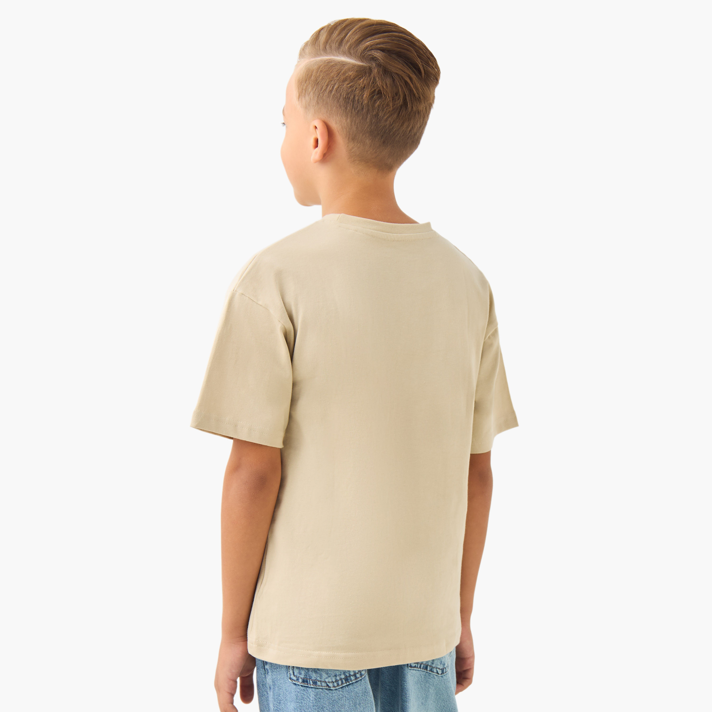 تيشيرت سادة بياقة مستديرة وأكمام قصيرة من جونيورز-boys-clothing-tshirtsandpolos-image-3