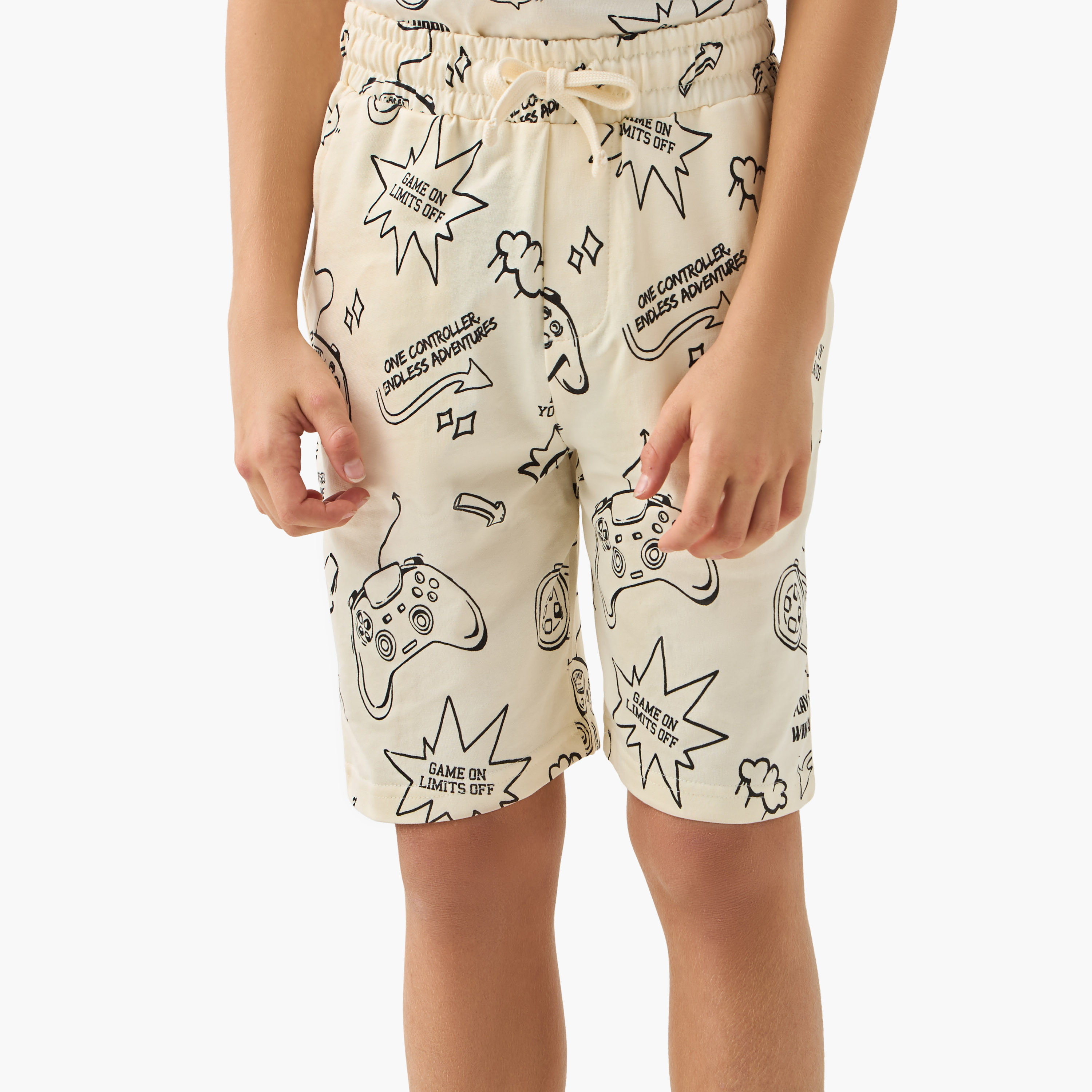 Juniors All-Over Game Print Pull On Shorts with Pockets-boys-clothing-bottoms-shorts-image-1