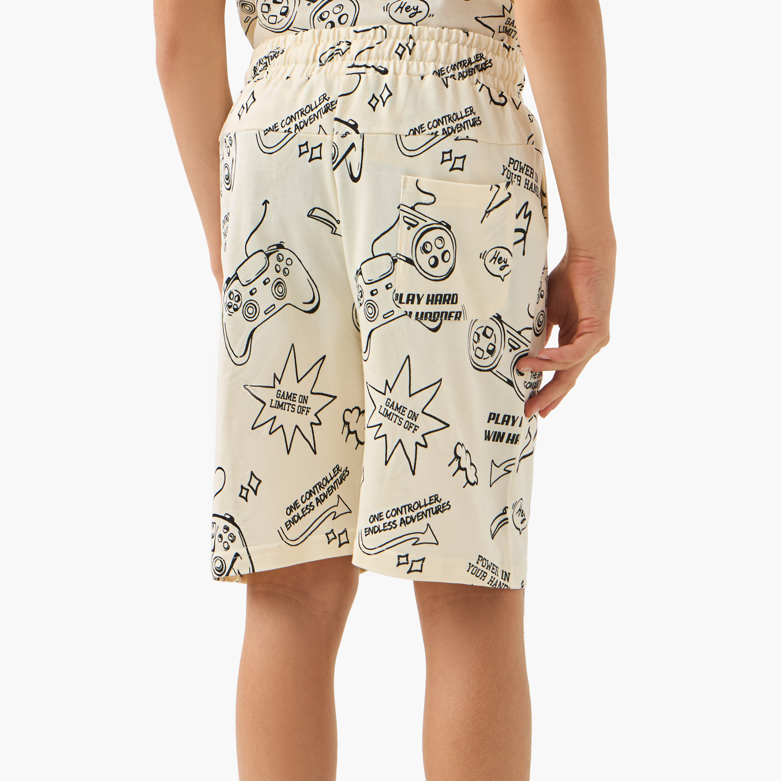 Juniors All-Over Game Print Pull On Shorts with Pockets-boys-clothing-bottoms-shorts-image-3