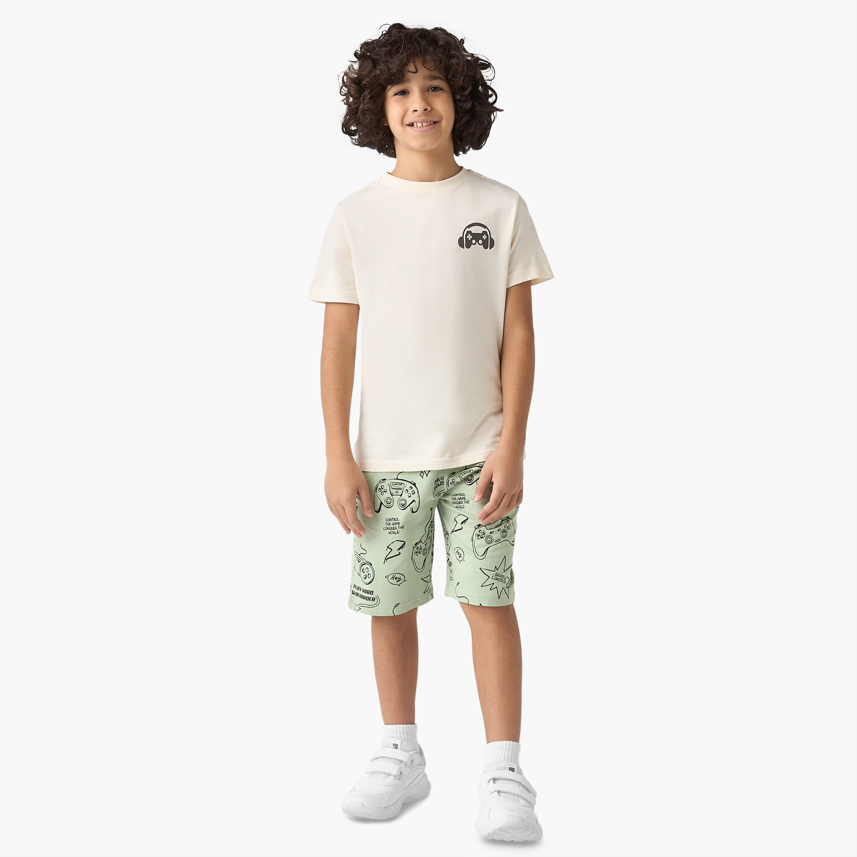 Juniors Gaming Print Shorts with Drawstring Closure-boys-clothing-bottoms-shorts-image-2