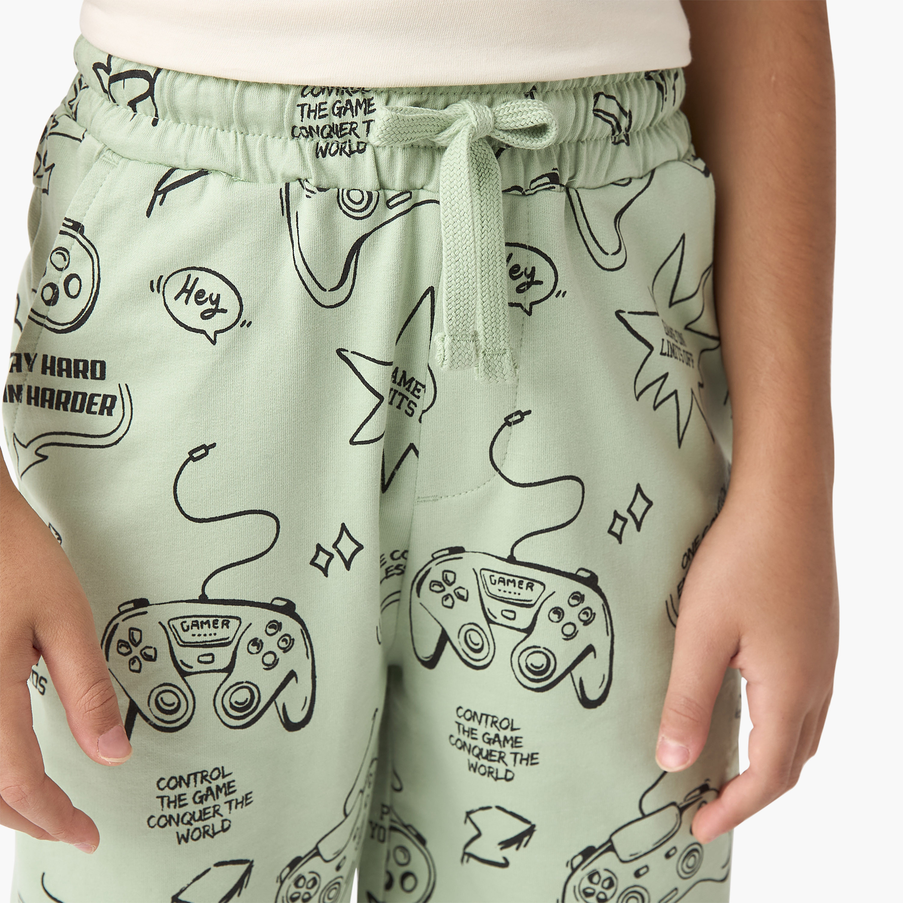 Juniors Gaming Print Shorts with Drawstring Closure-boys-clothing-bottoms-shorts-image-4