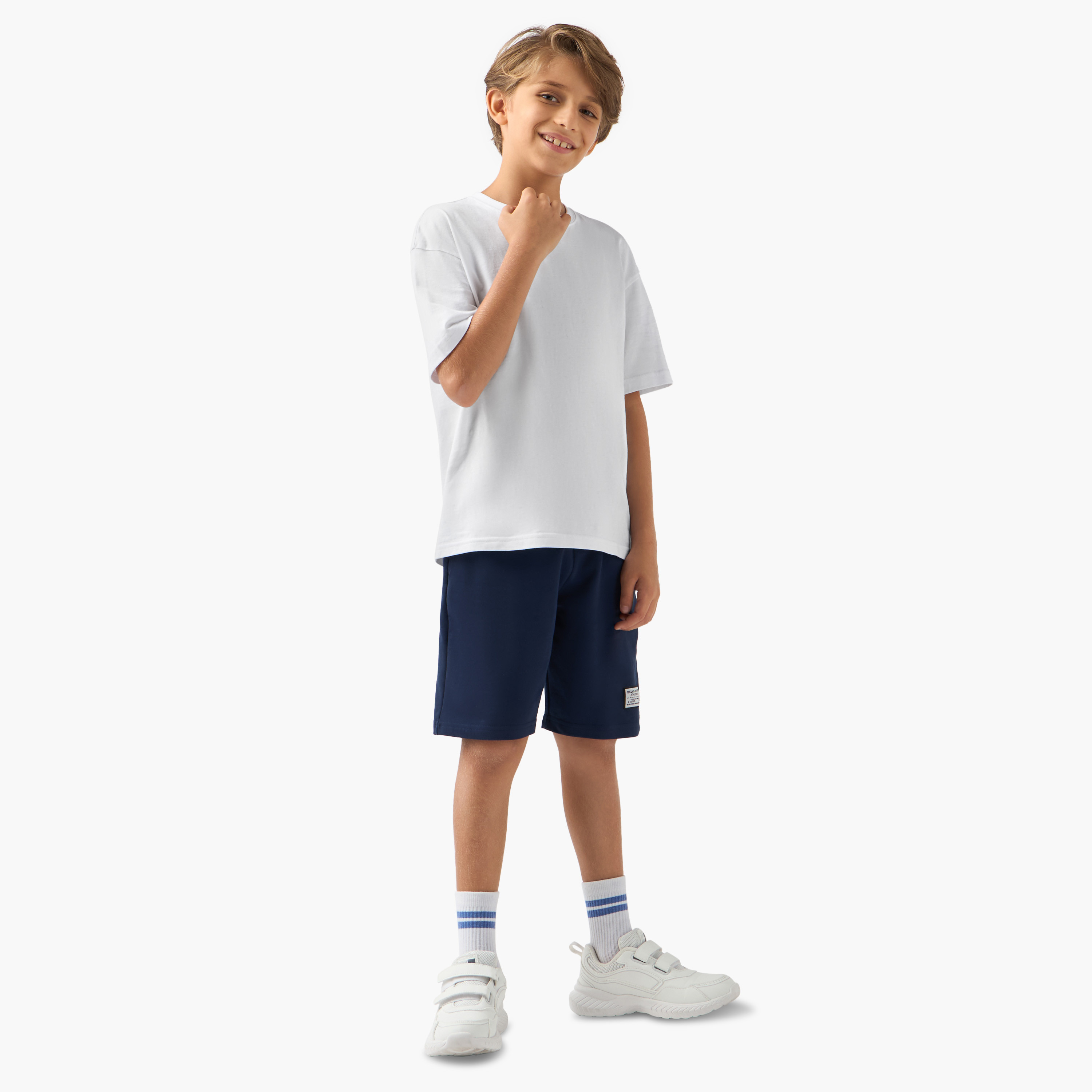 Juniors Solid Shorts with Drawstring Closure and Pockets-boys-clothing-bottoms-shorts-image-2