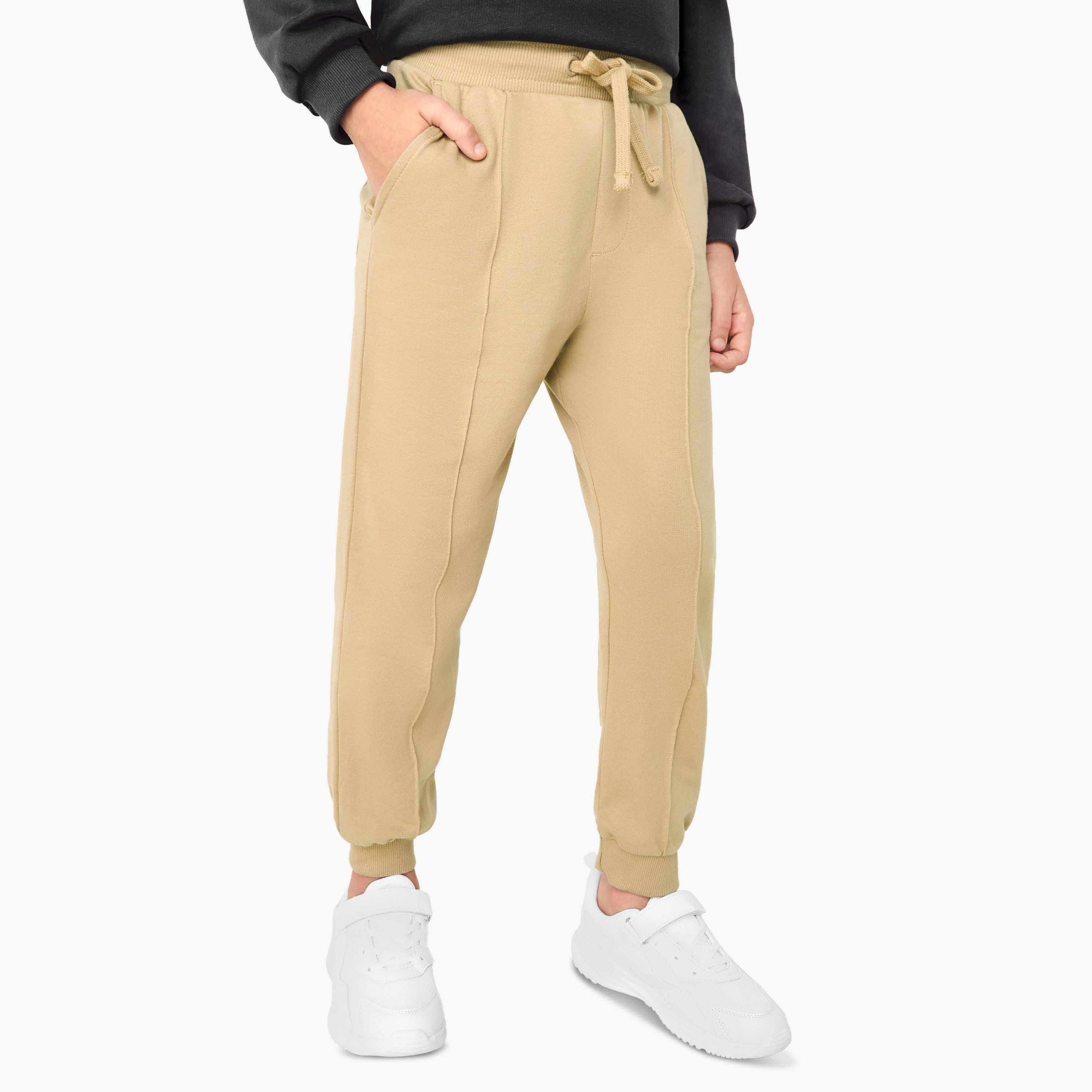 Juniors Solid Joggers with Pockets-boys-clothing-bottoms-joggersandtrackpants-image-1