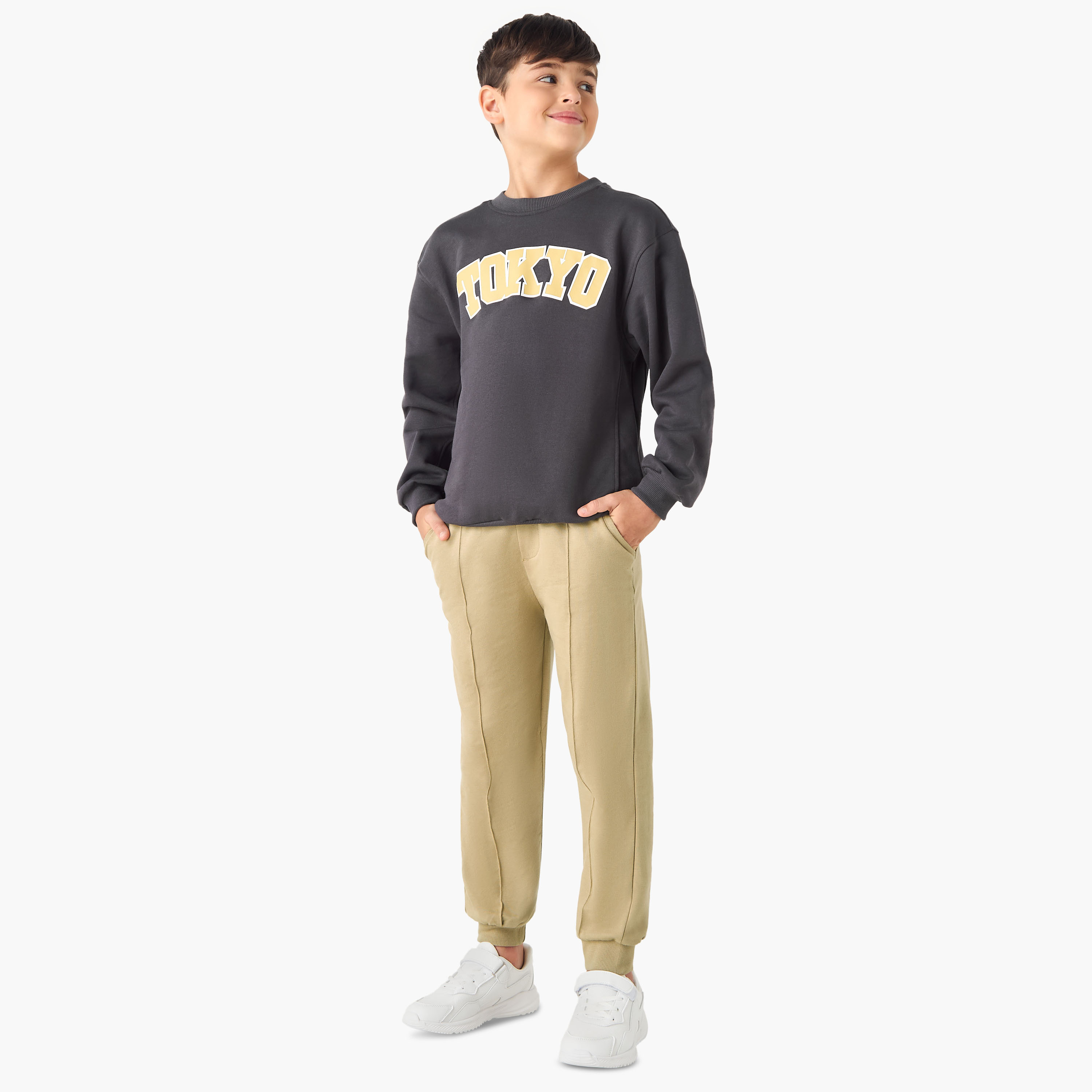 Juniors Solid Joggers with Pockets-boys-clothing-bottoms-joggersandtrackpants-image-2