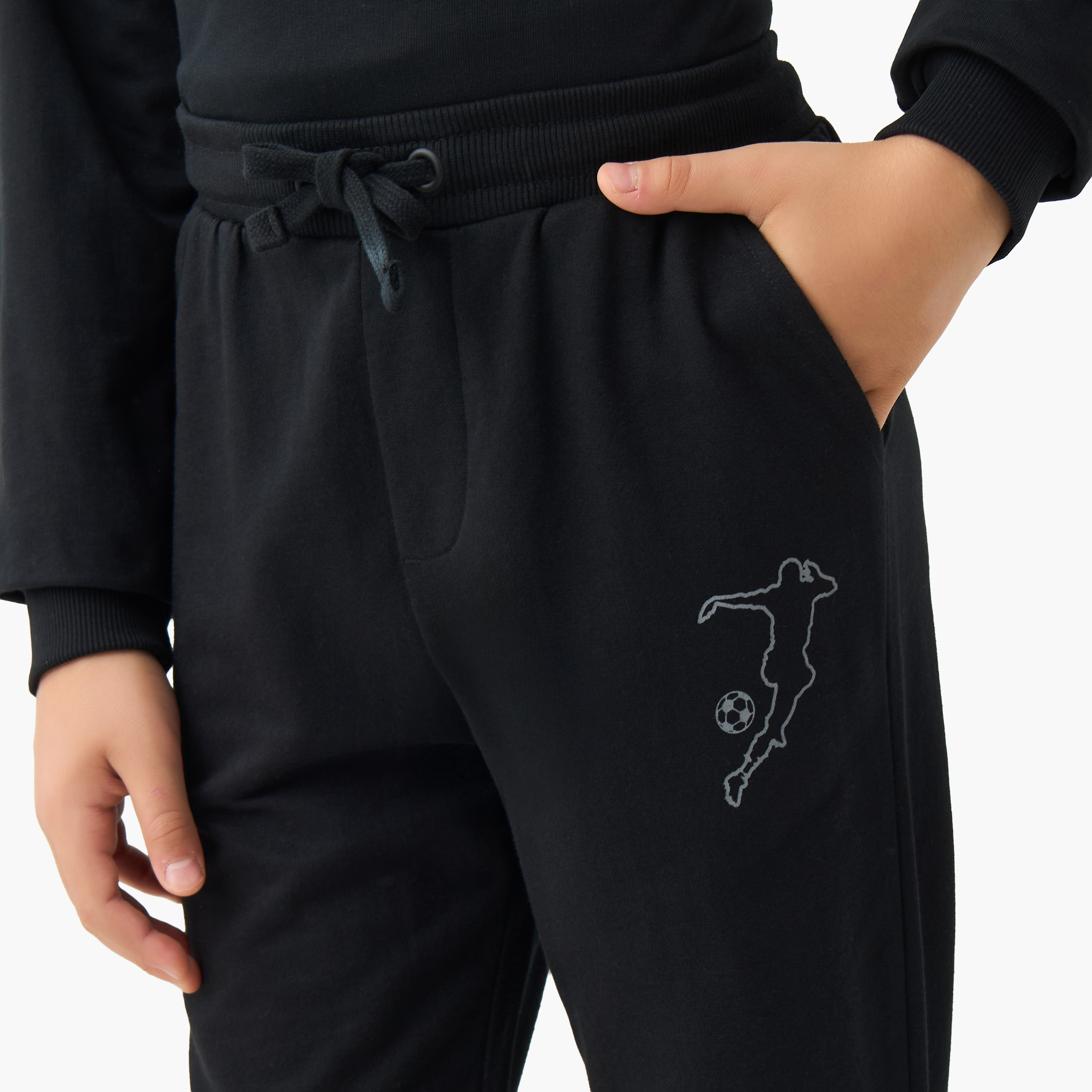 بنطلون رياضي قطن بطبعات جرافيك ورباط خصر للأولاد من جونيورز-boys-clothing-bottoms-joggersandtrackpants-image-4
