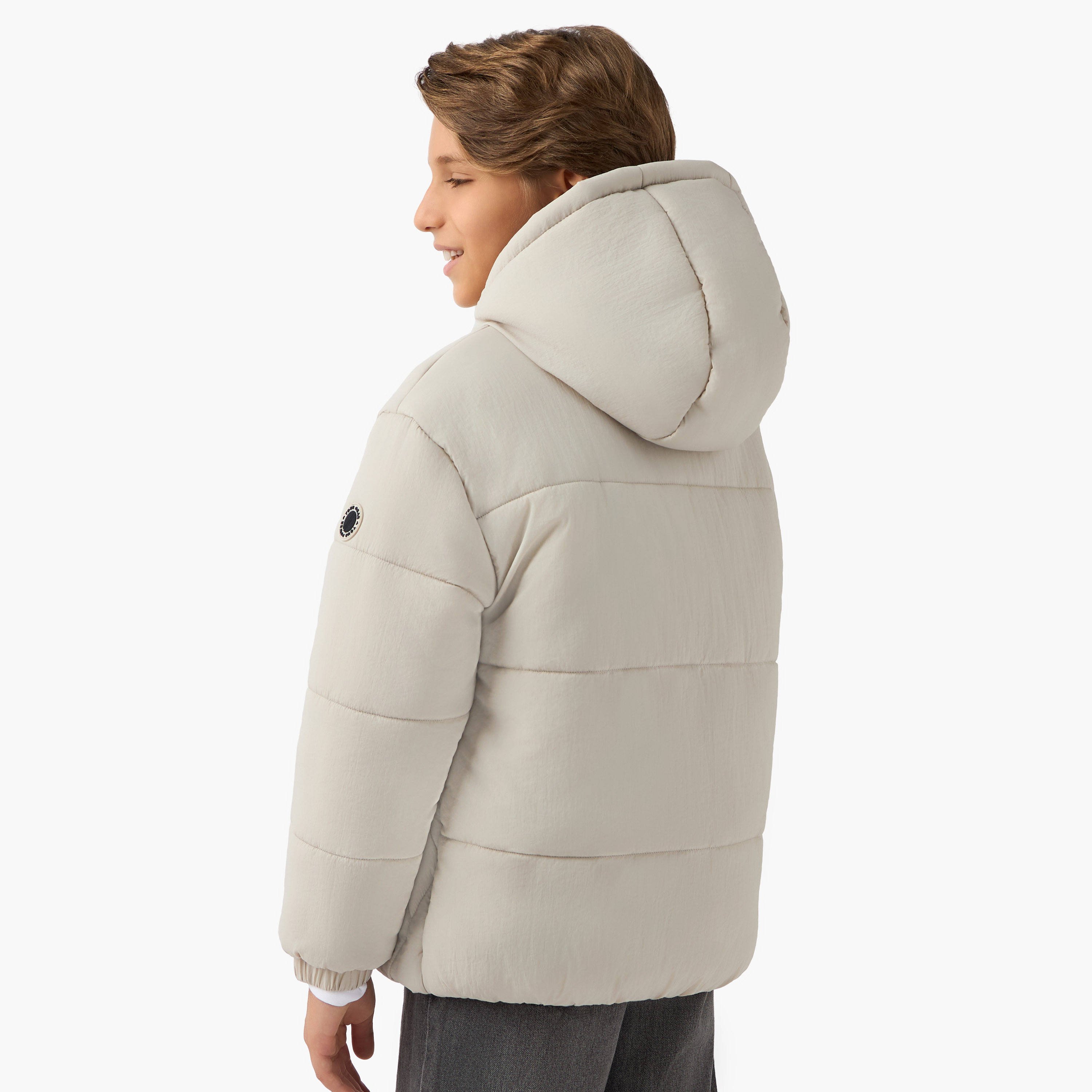 Juniors Solid Hooded Heavy Jacket with Long Sleeves and Pockets-boys-clothing-jacketsandcoats-image-3